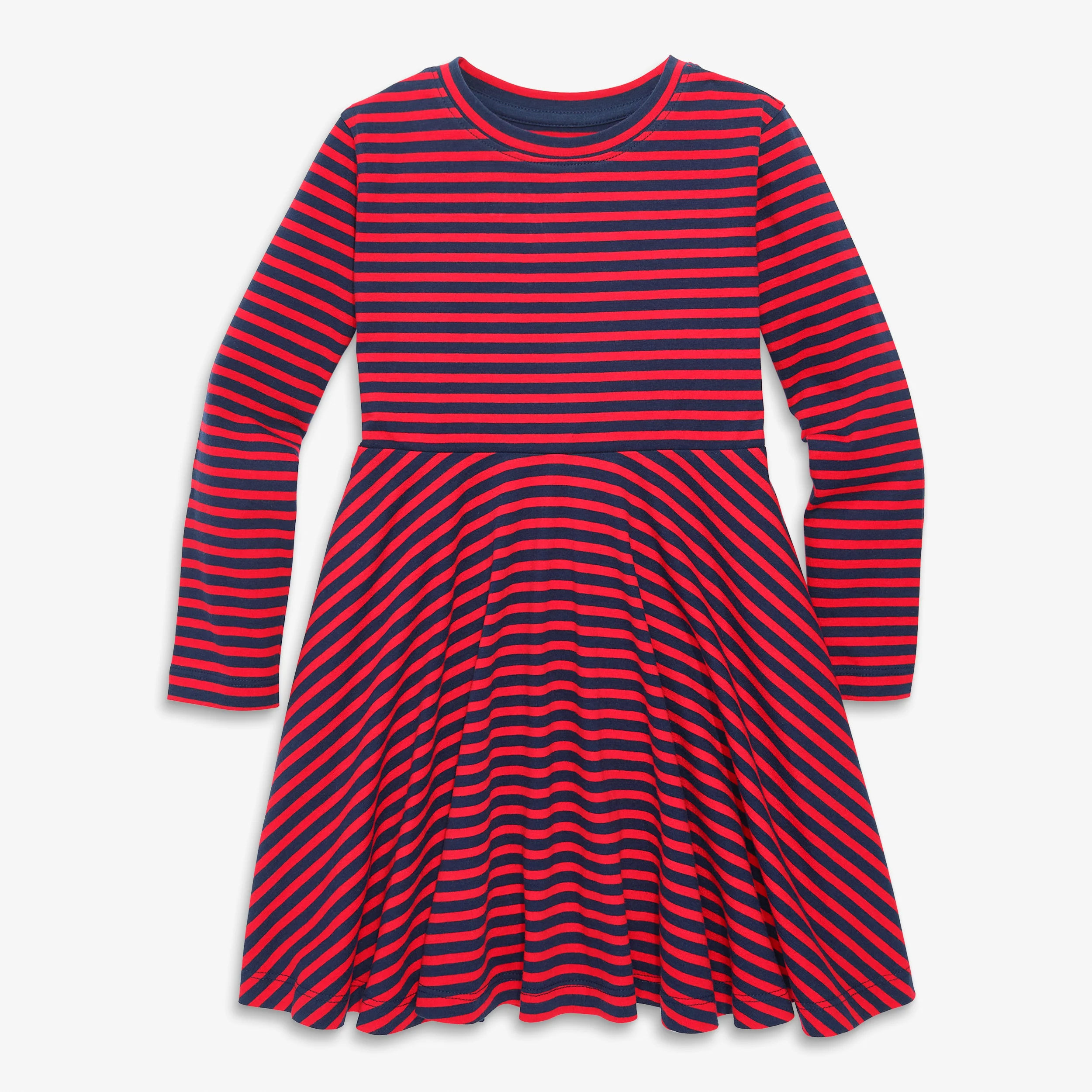Kids long sleeve twirly dress in mini stripe - Image 6
