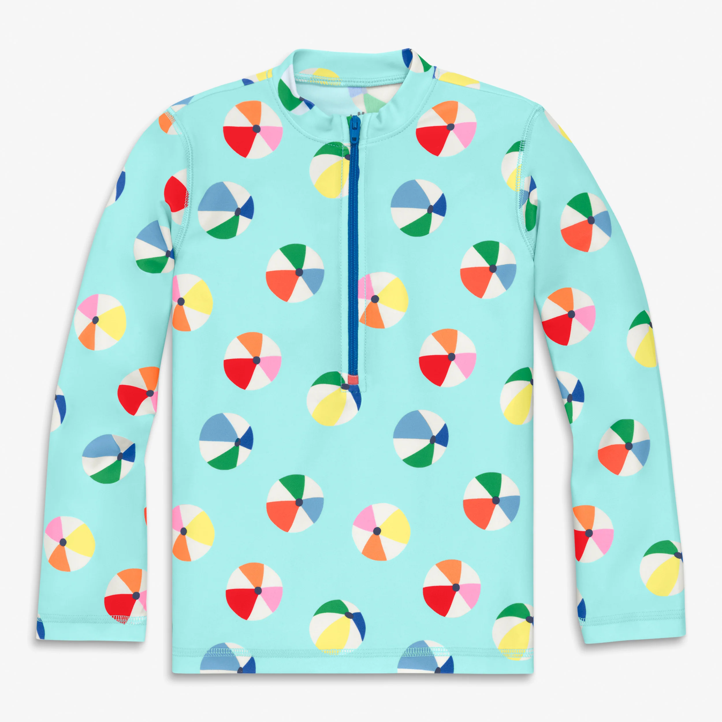 Kids half-zip rash guard in beach balls