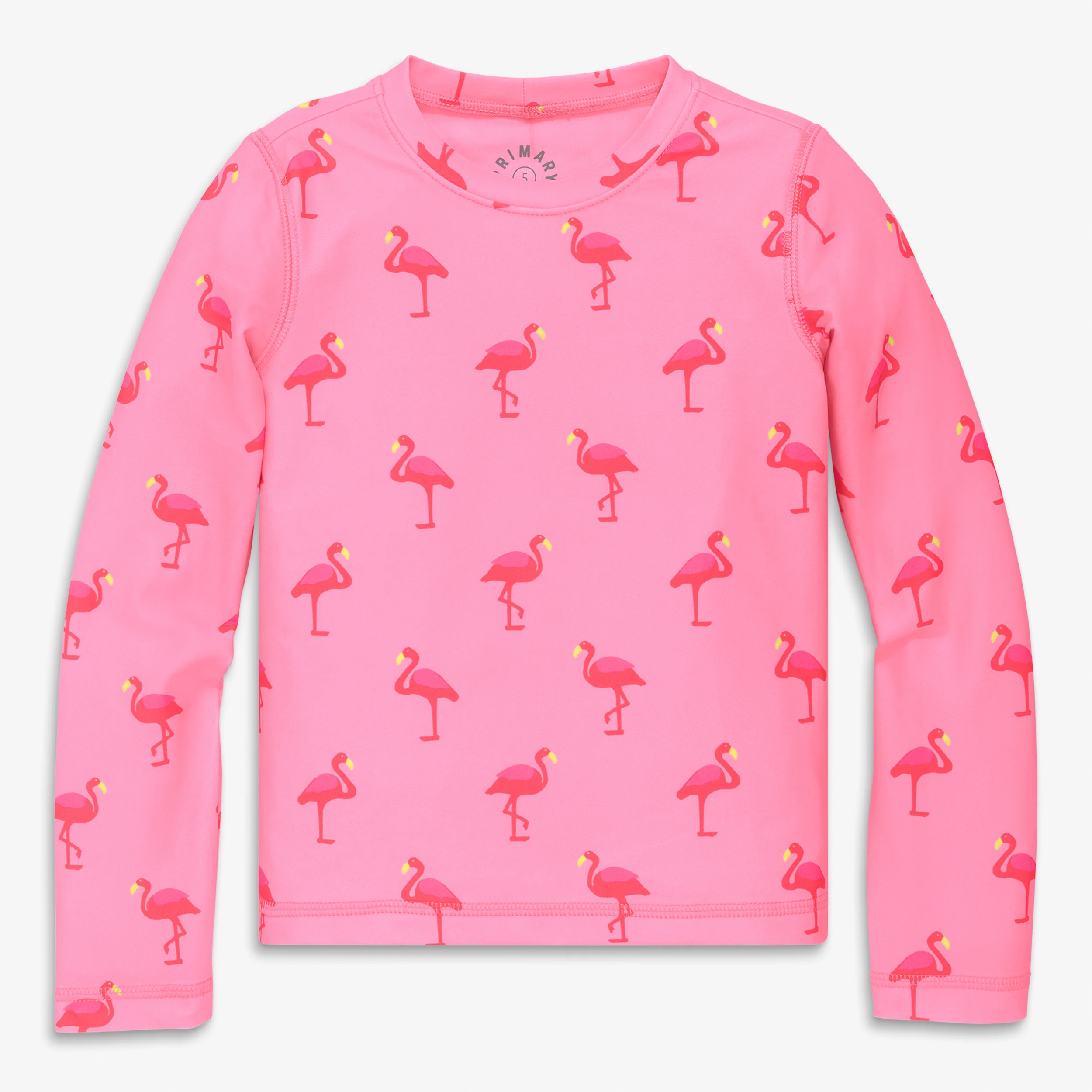 Kids long sleeve swim top in flamingos