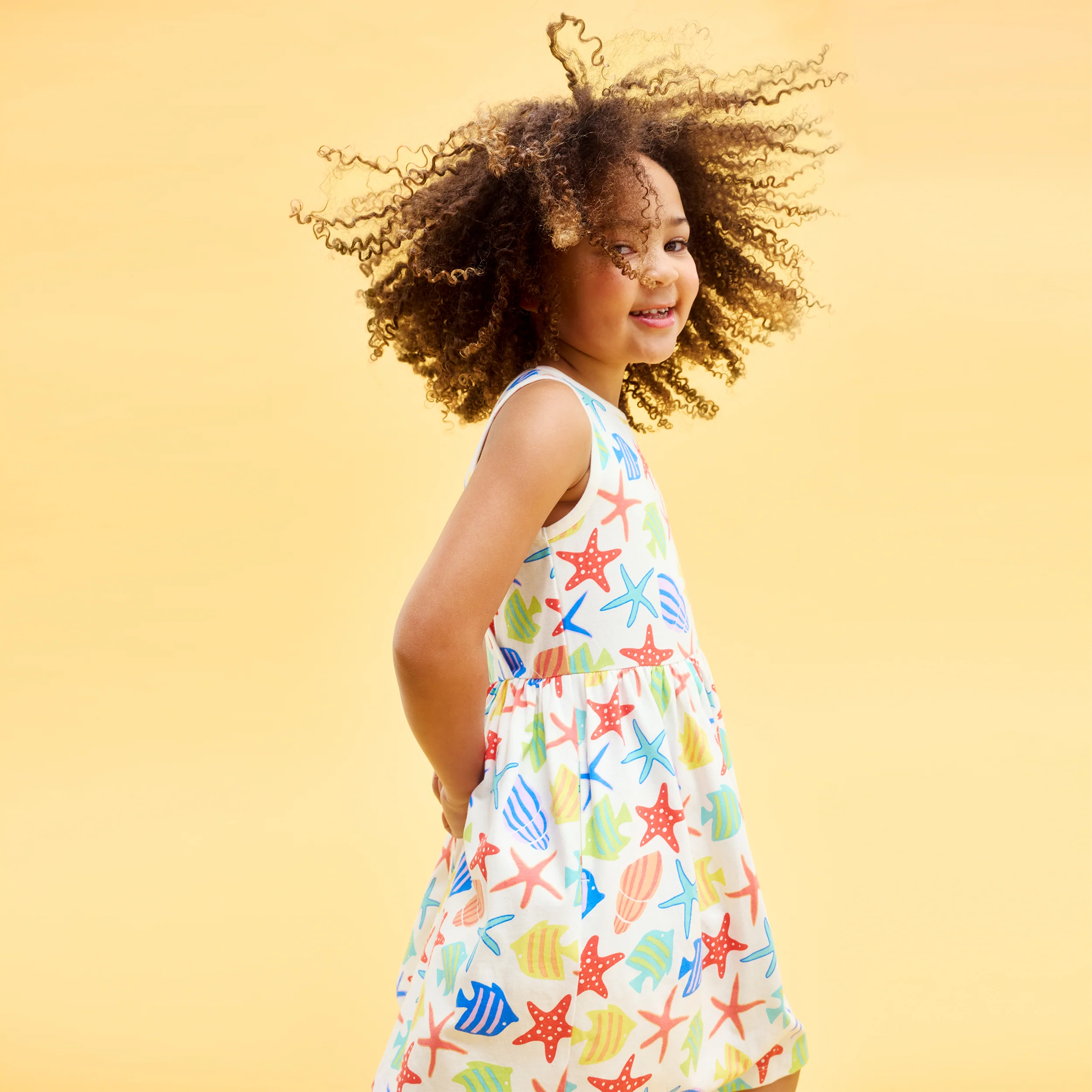 Kids cross-back tank dress in under the sea - Image 4