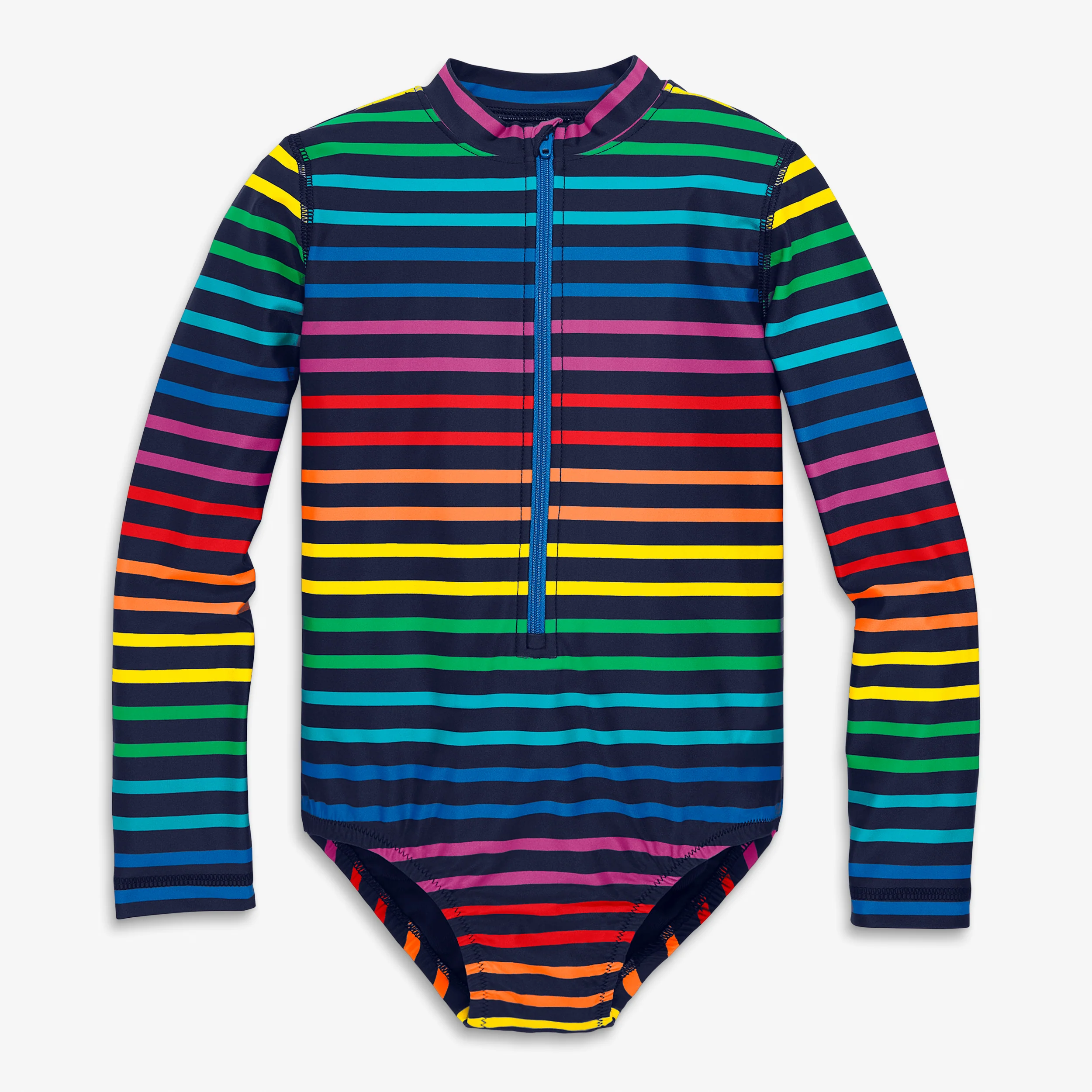 Clearance kids long sleeve one-piece rash guard in rainbow stripe