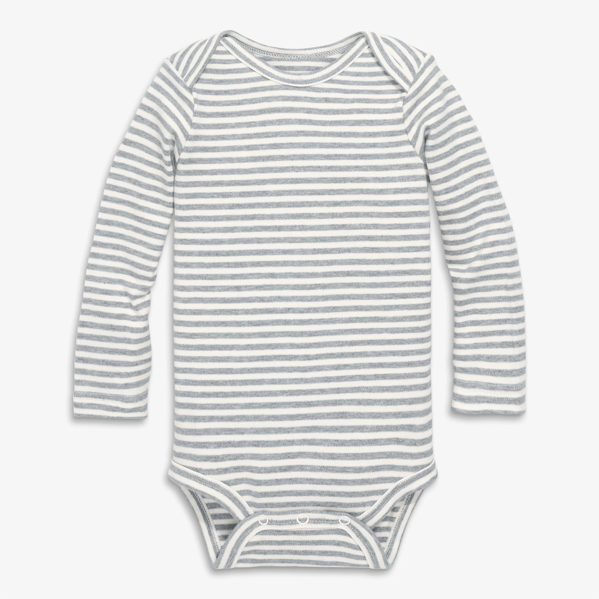 Organic long sleeve babysuit in stripe - Image 4