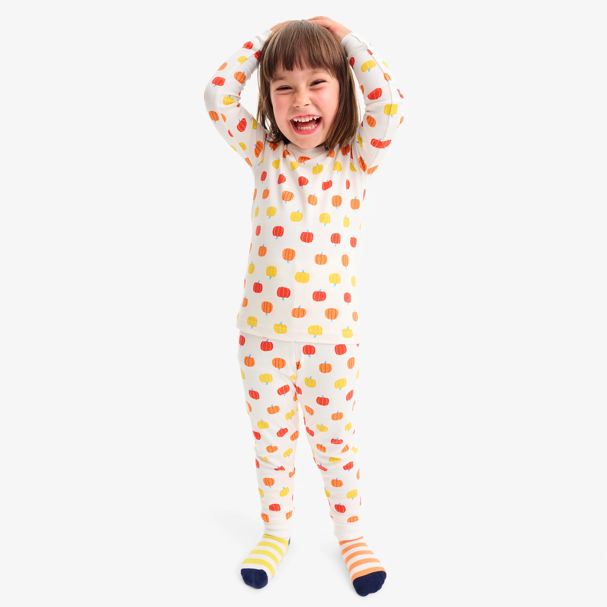 Clearance kids organic pj pant in candy pumpkins - Image 2