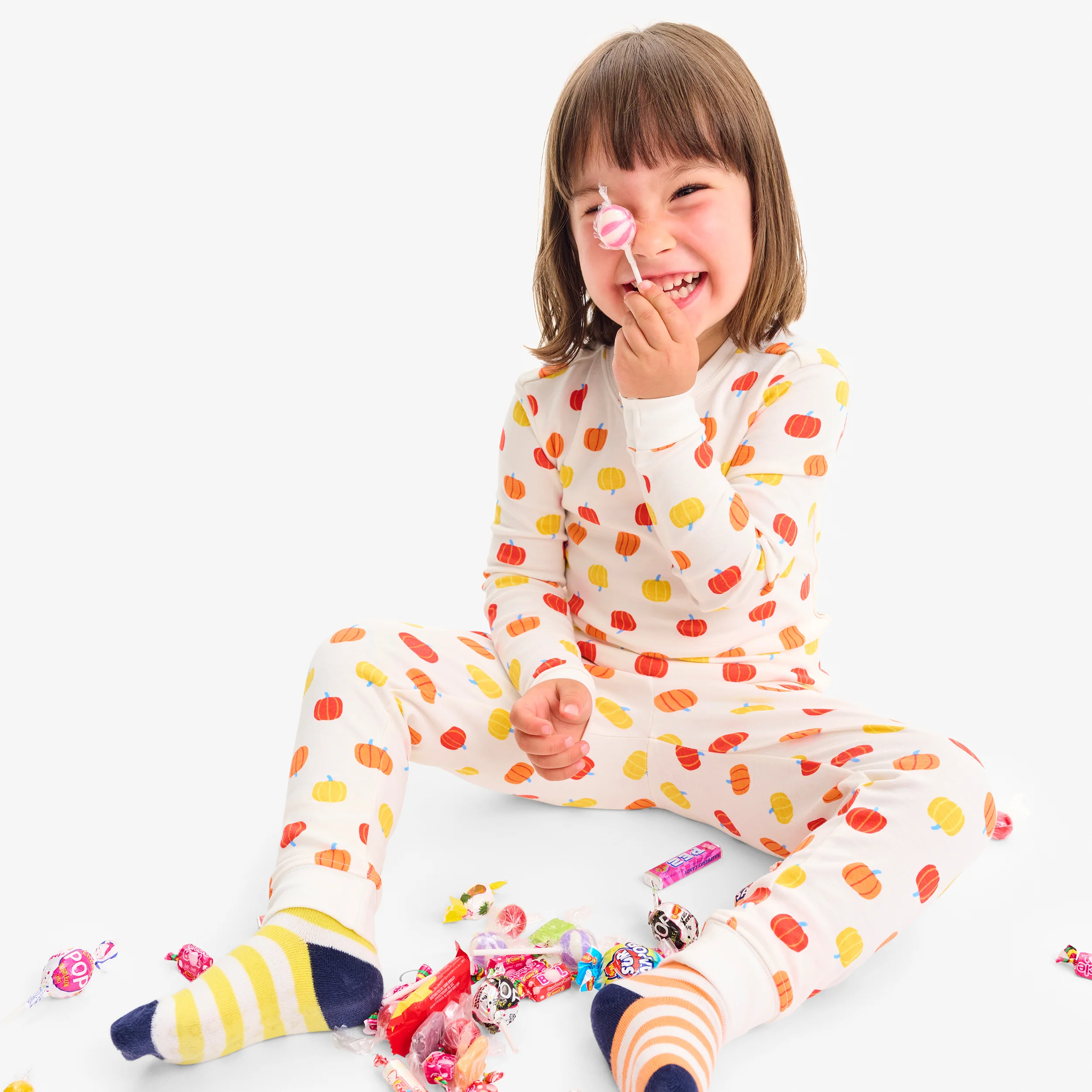 Clearance kids organic pj pant in candy pumpkins - Image 3