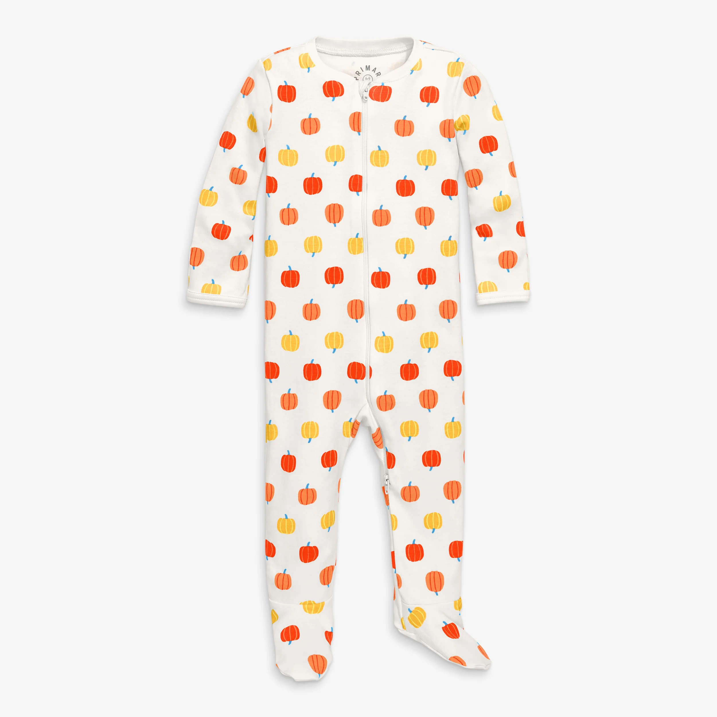 Baby organic zip footie in candy pumpkins - Image 2