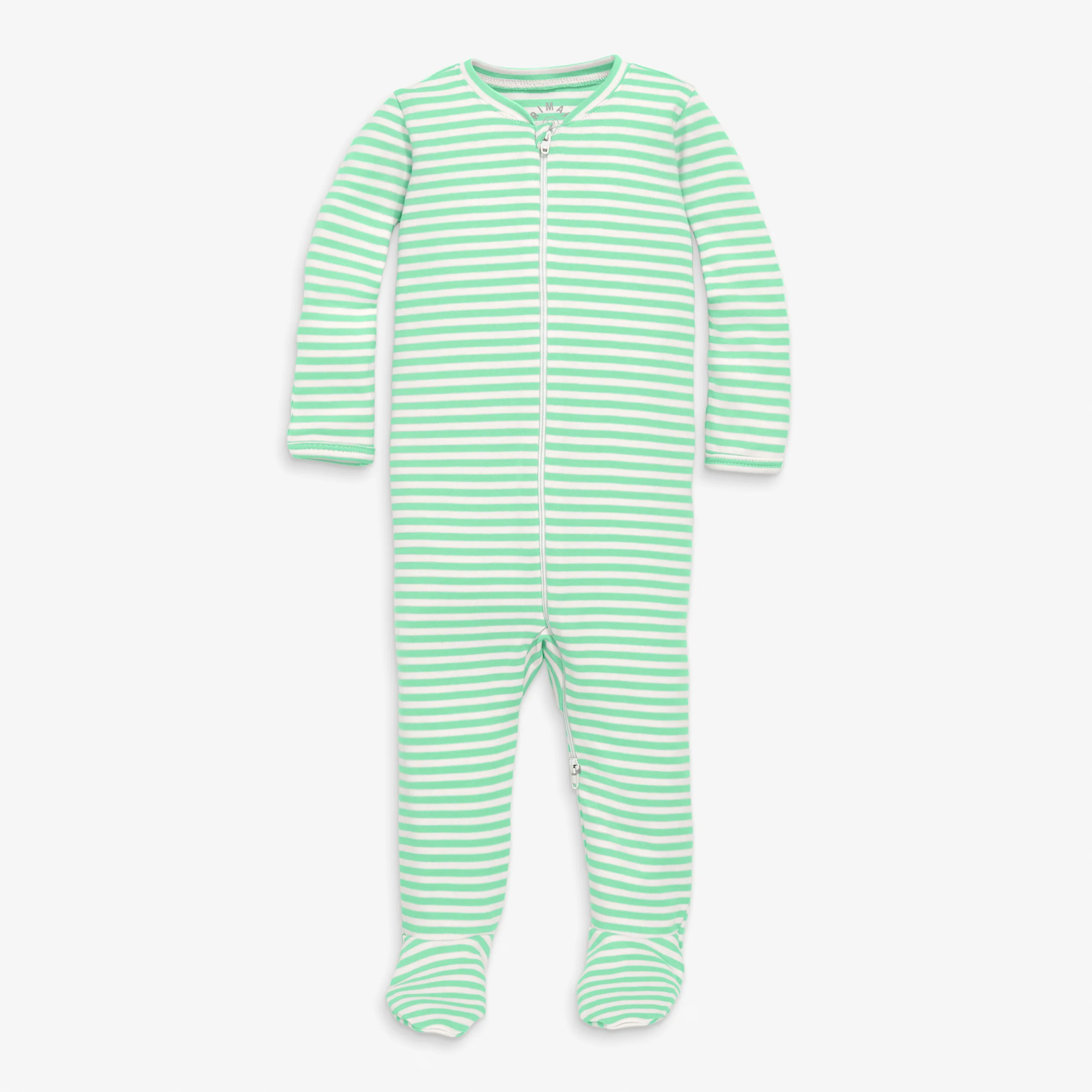 Baby organic zip footie in stripe - Image 3