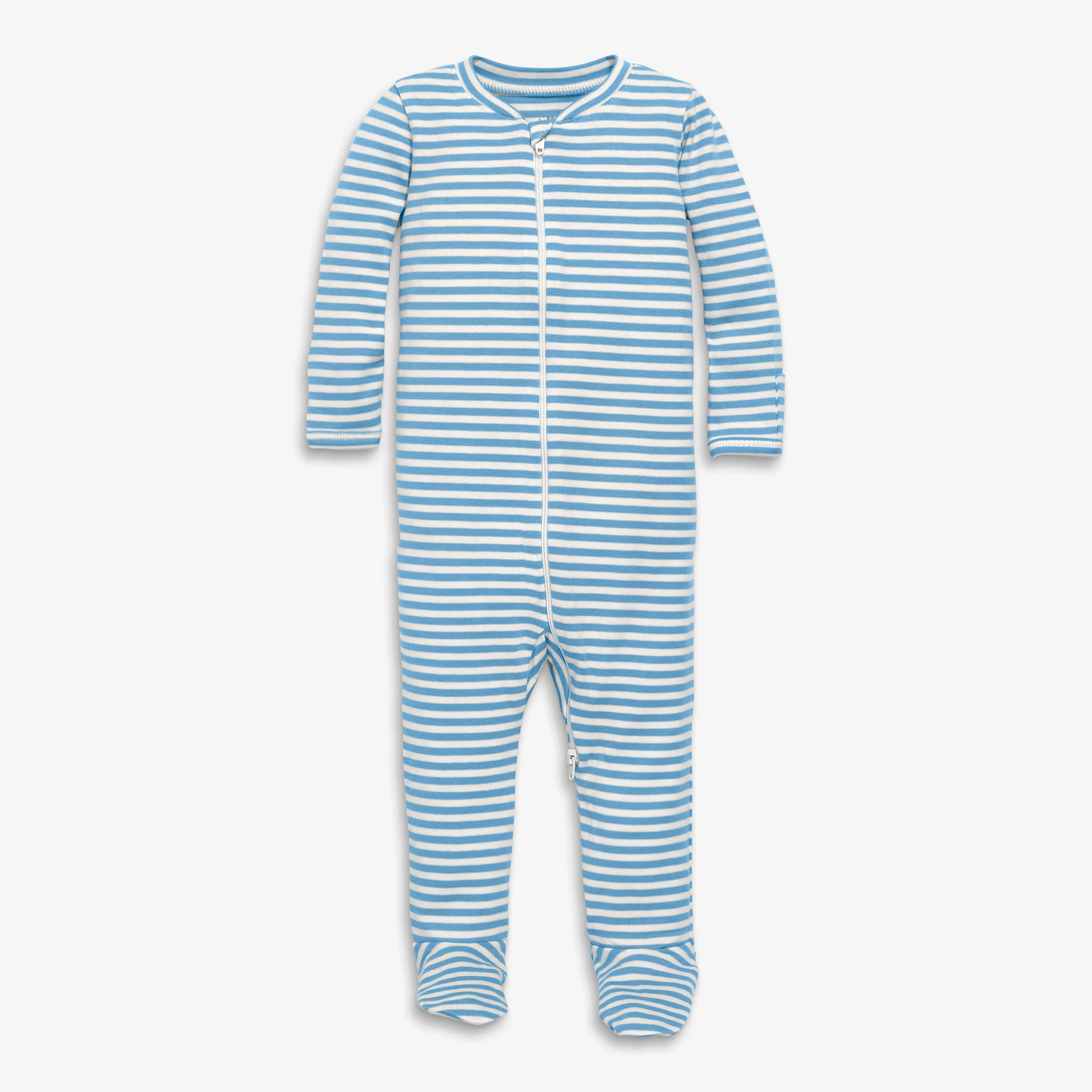 Baby organic zip footie in stripe - Image 4