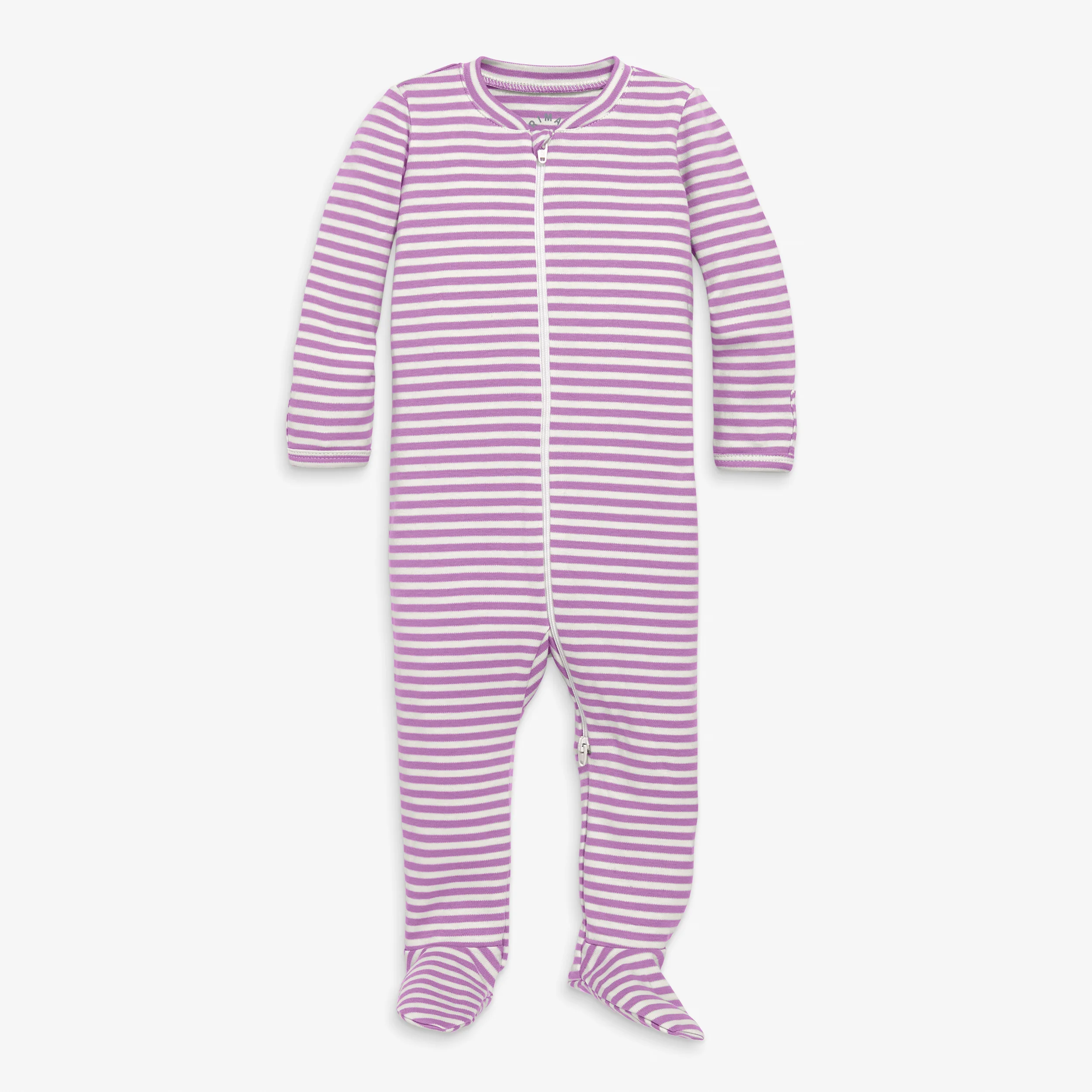 Baby organic zip footie in stripe - Image 5