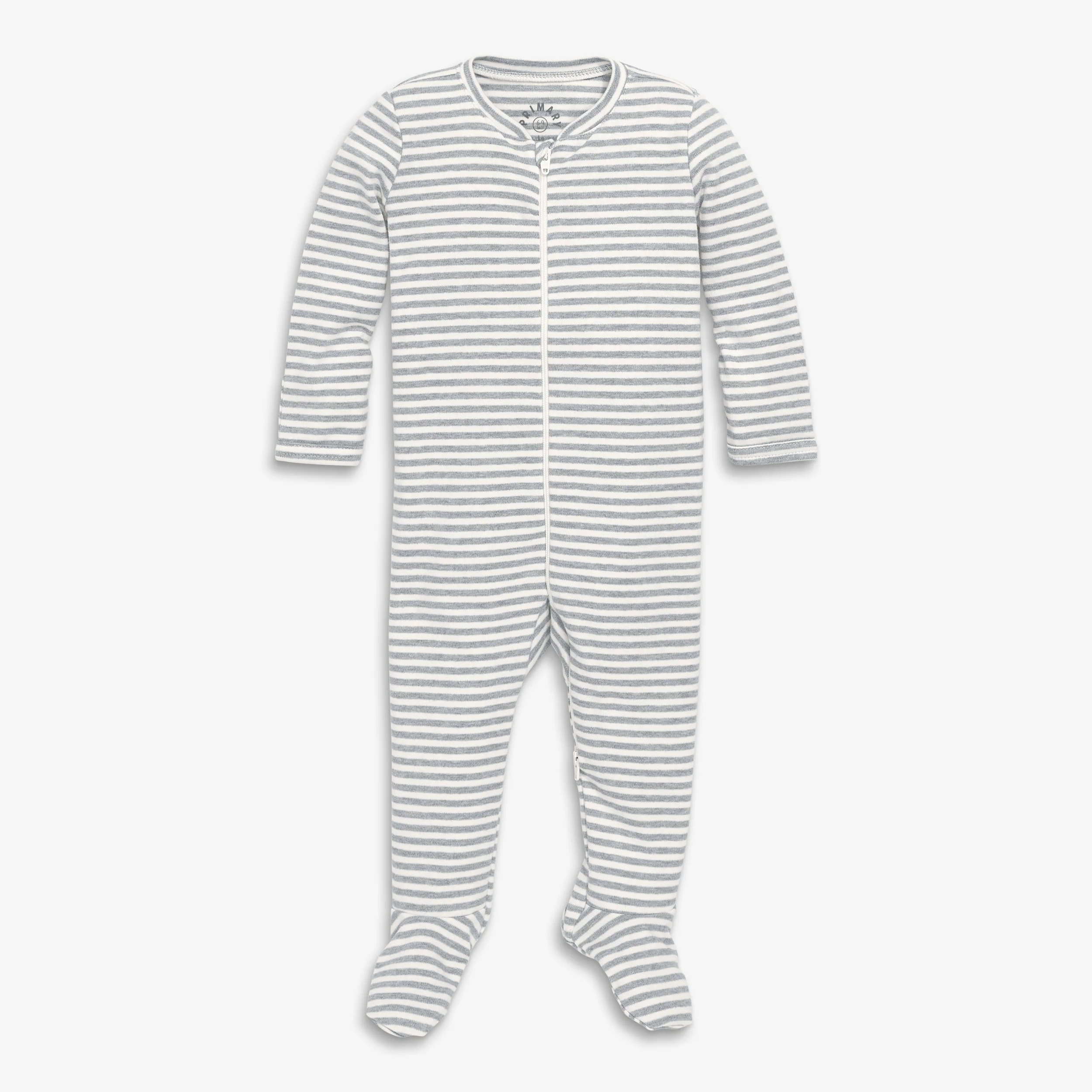 Baby organic zip footie in stripe - Image 6
