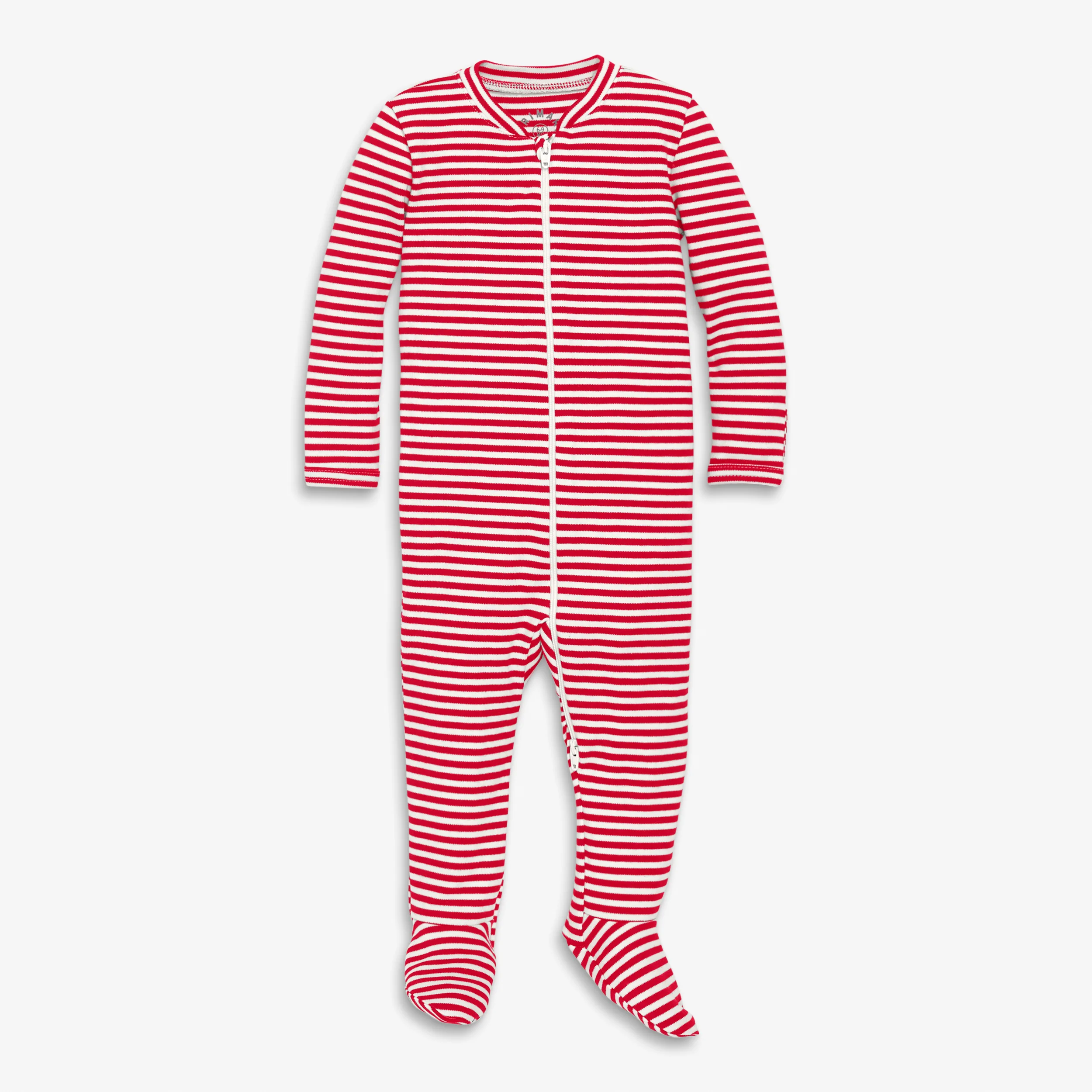 Baby organic zip footie in stripe - Image 7