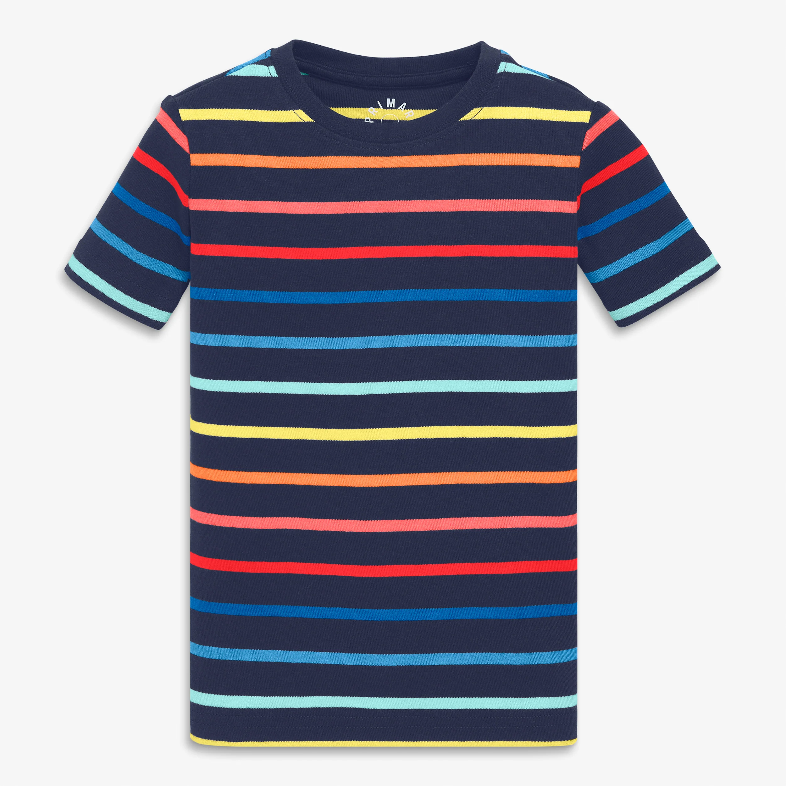 Clearance kids organic short sleeve pj top in sunrise rainbow stripe