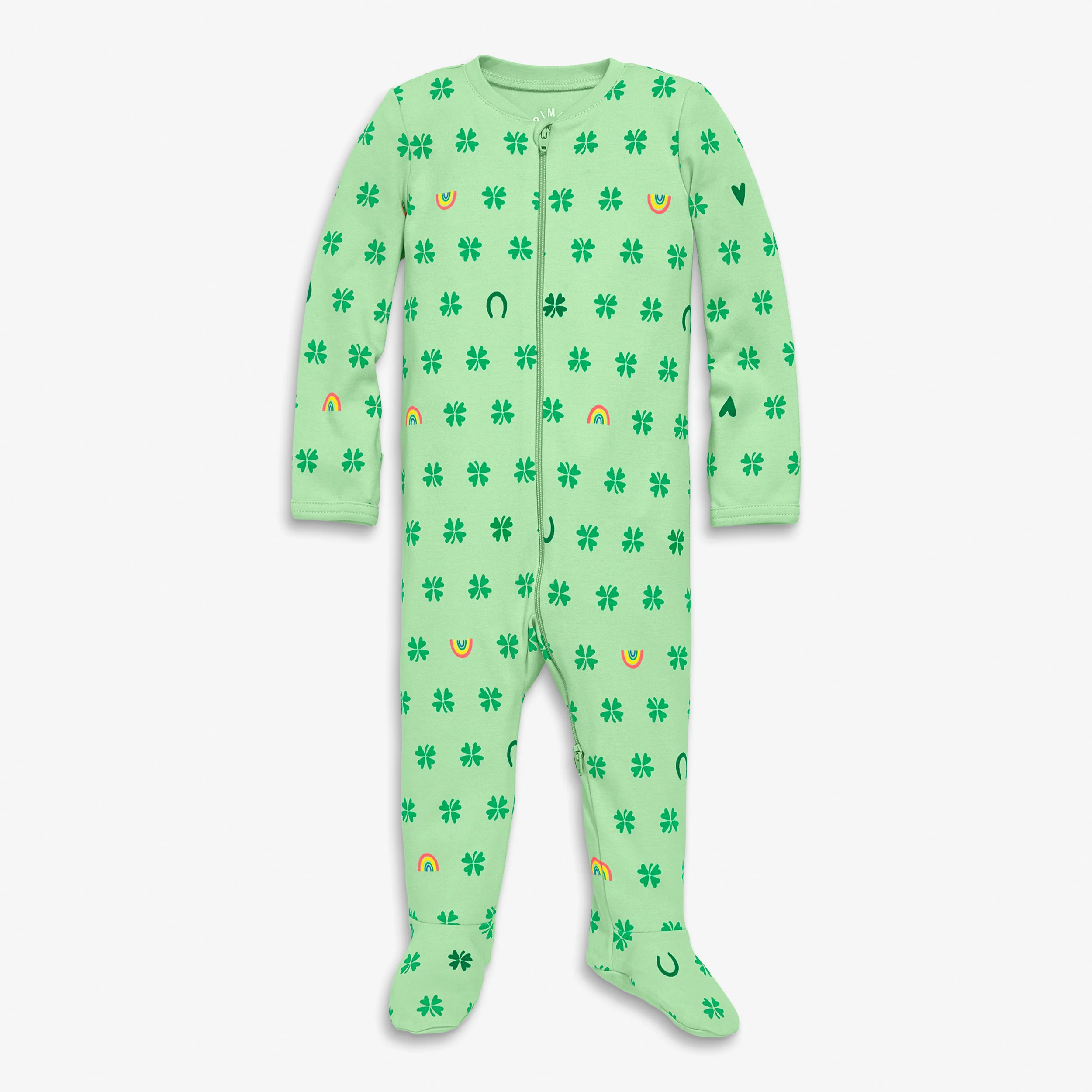 Clearance baby organic zip footie in good luck charms