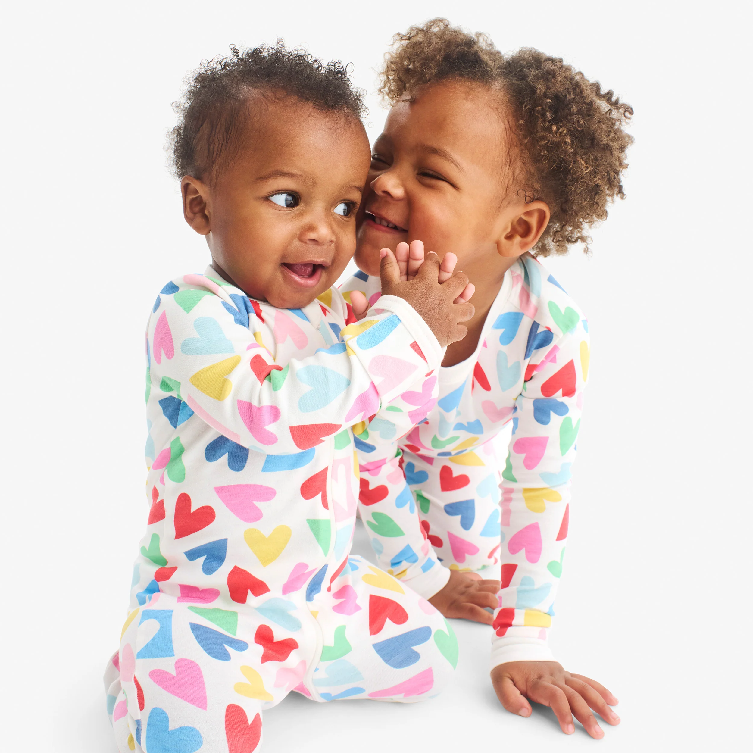 Baby organic zip footie in rainbow candy hearts - Image 3