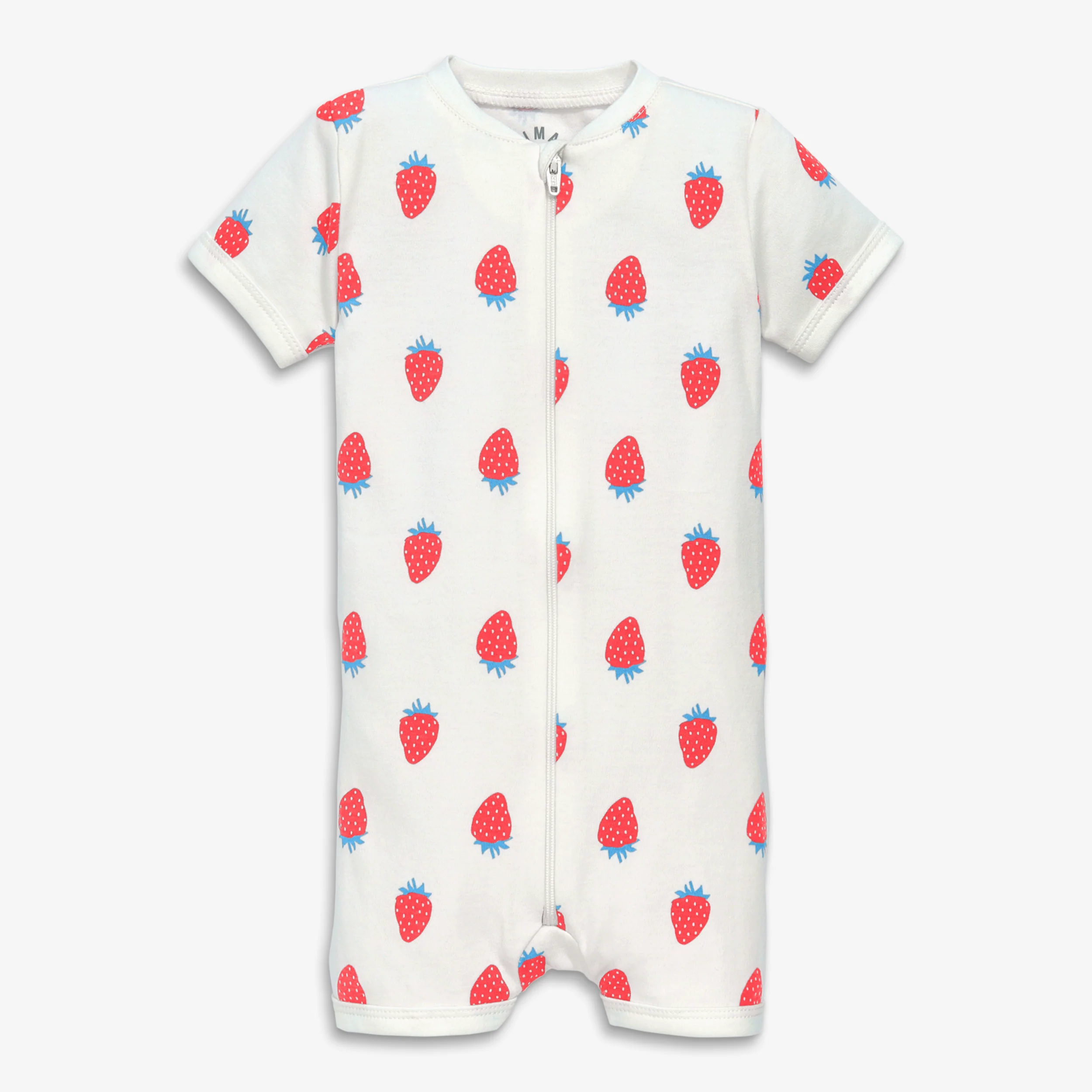 Clearance baby organic zip shortie in strawberry fields