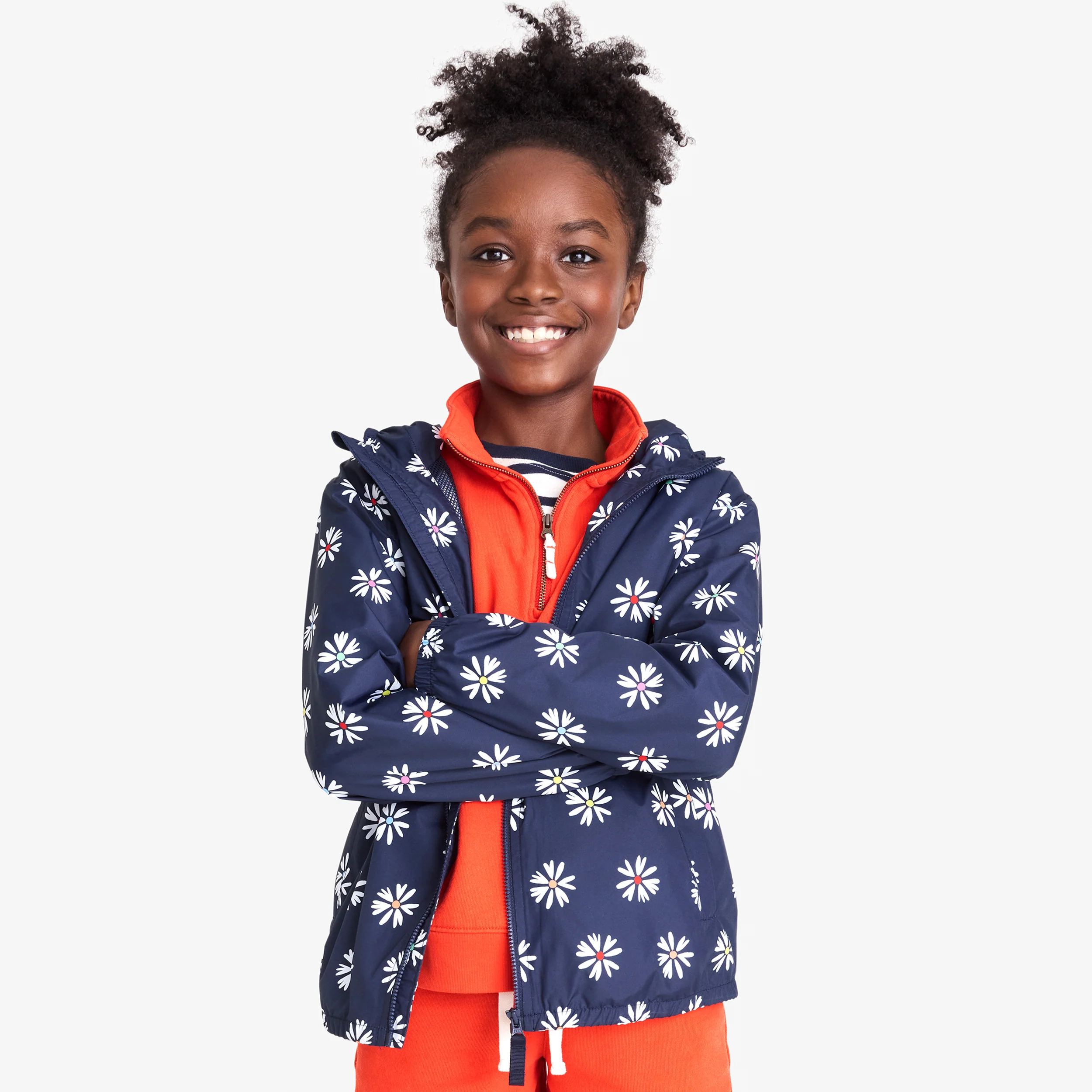 Clearance kids packable windbreaker in rainbow blooms