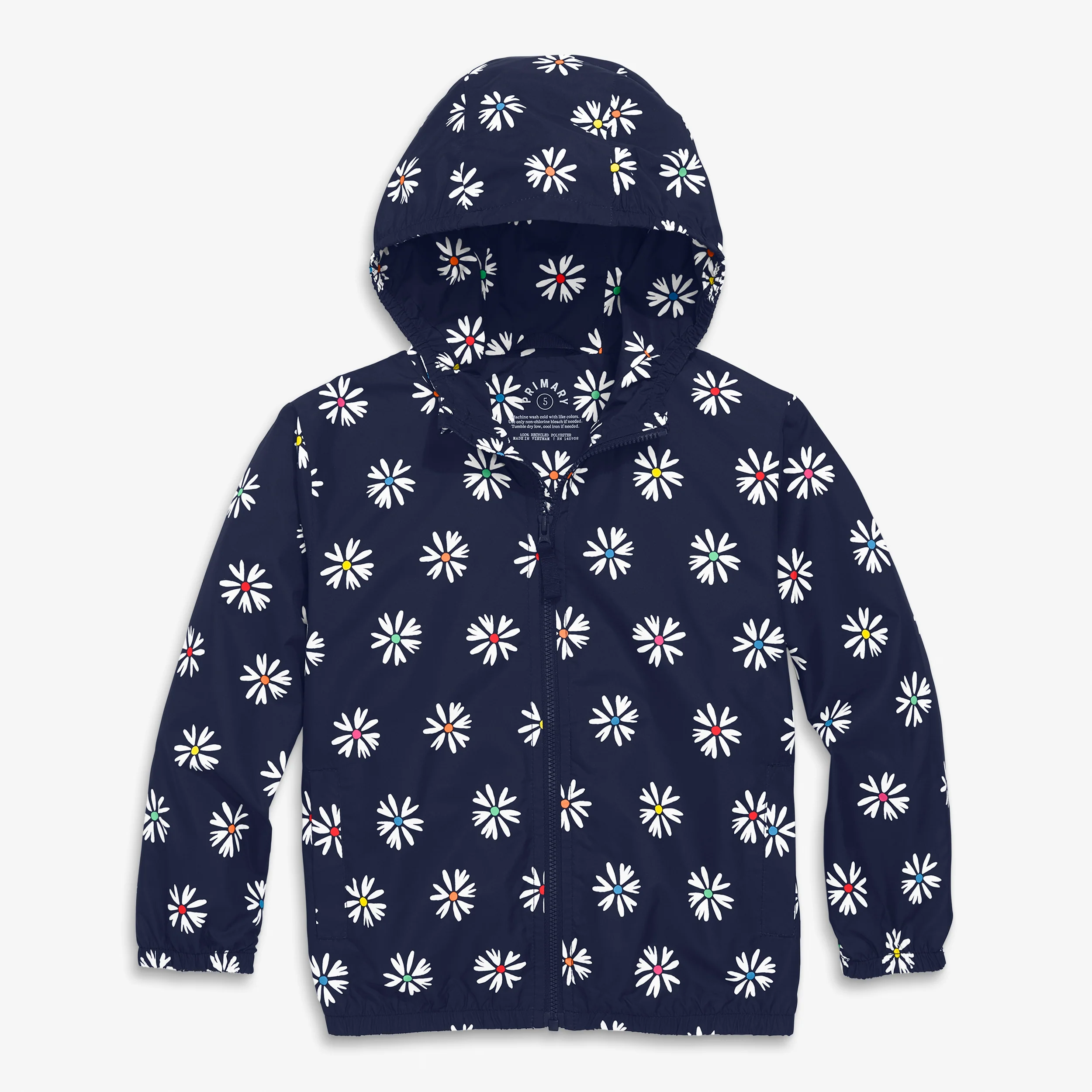 Clearance kids packable windbreaker in rainbow blooms - Image 2