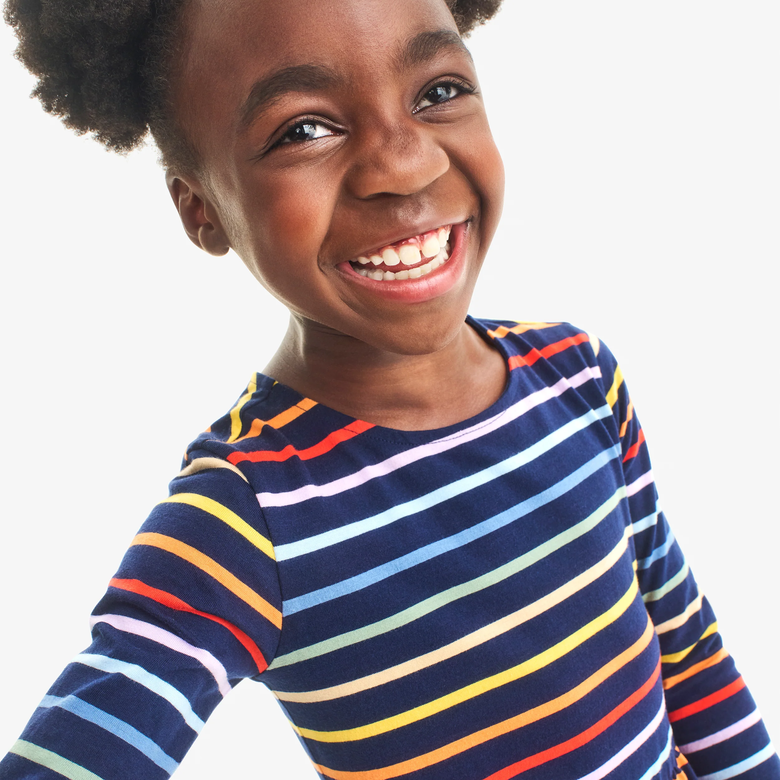 Kids long sleeve perfect pocket dress in rainbow stripe - Image 4