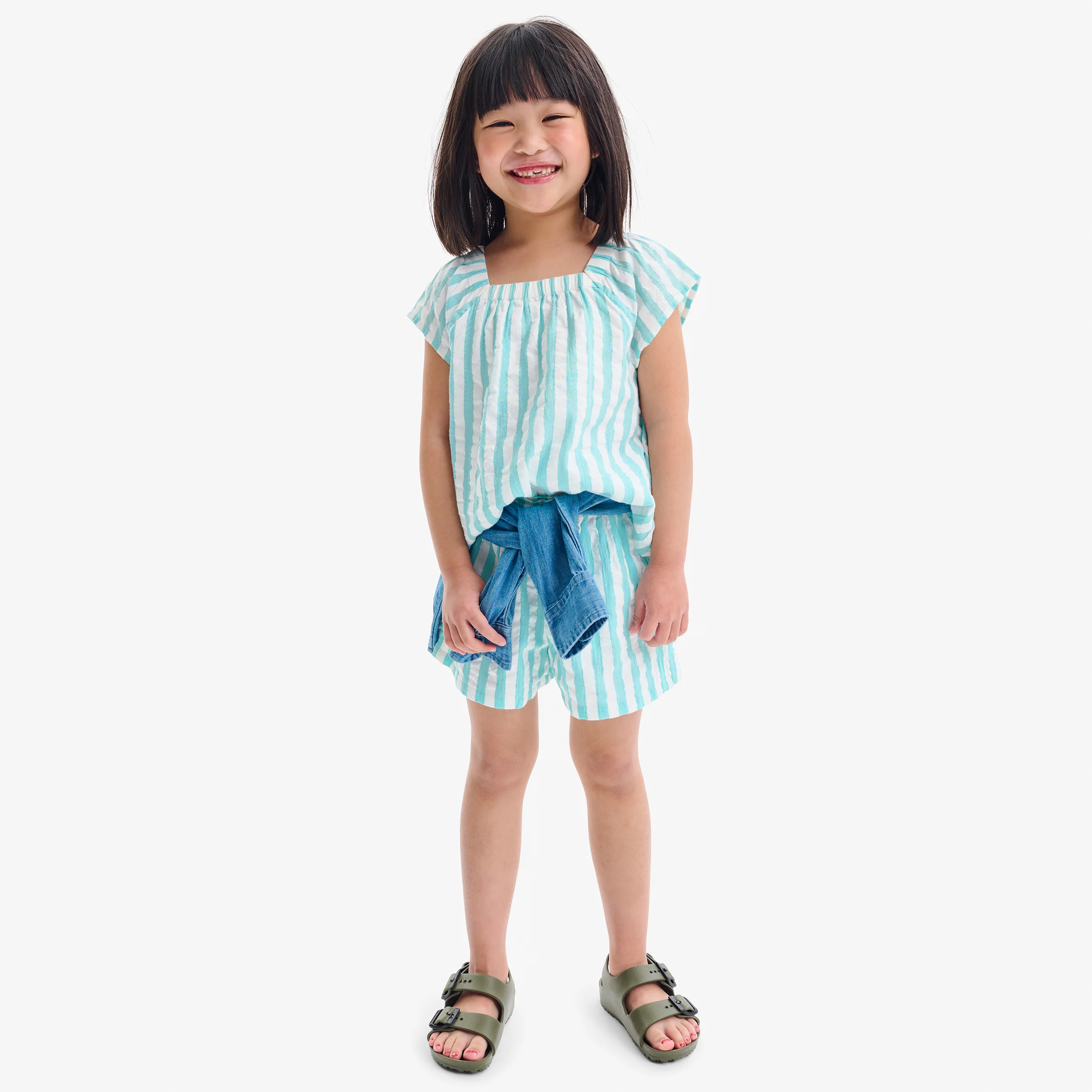 Clearance kids picnic top in seersucker stripe - Image 3