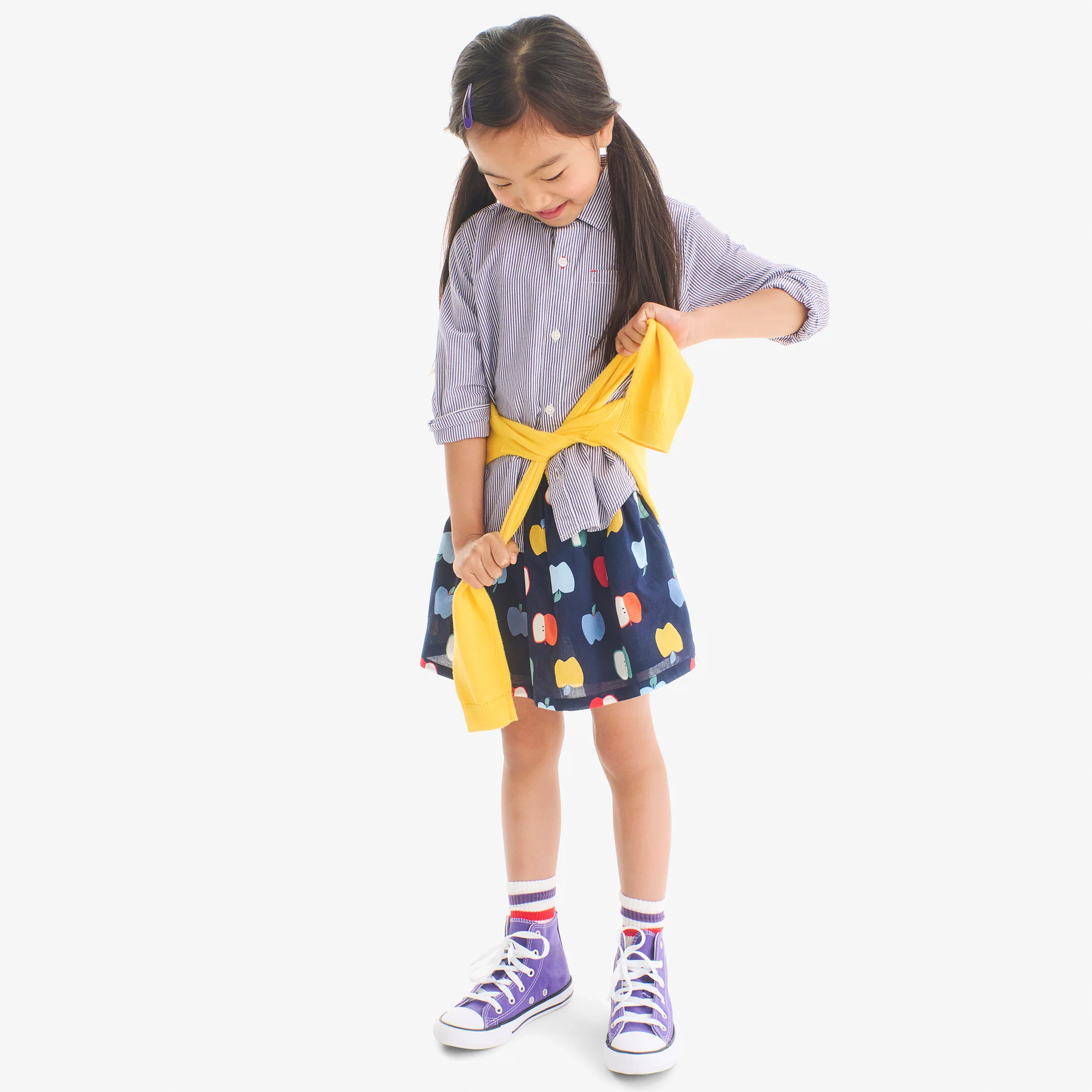 Kids pull-on pocket skirt in rainbow apples - Image 3