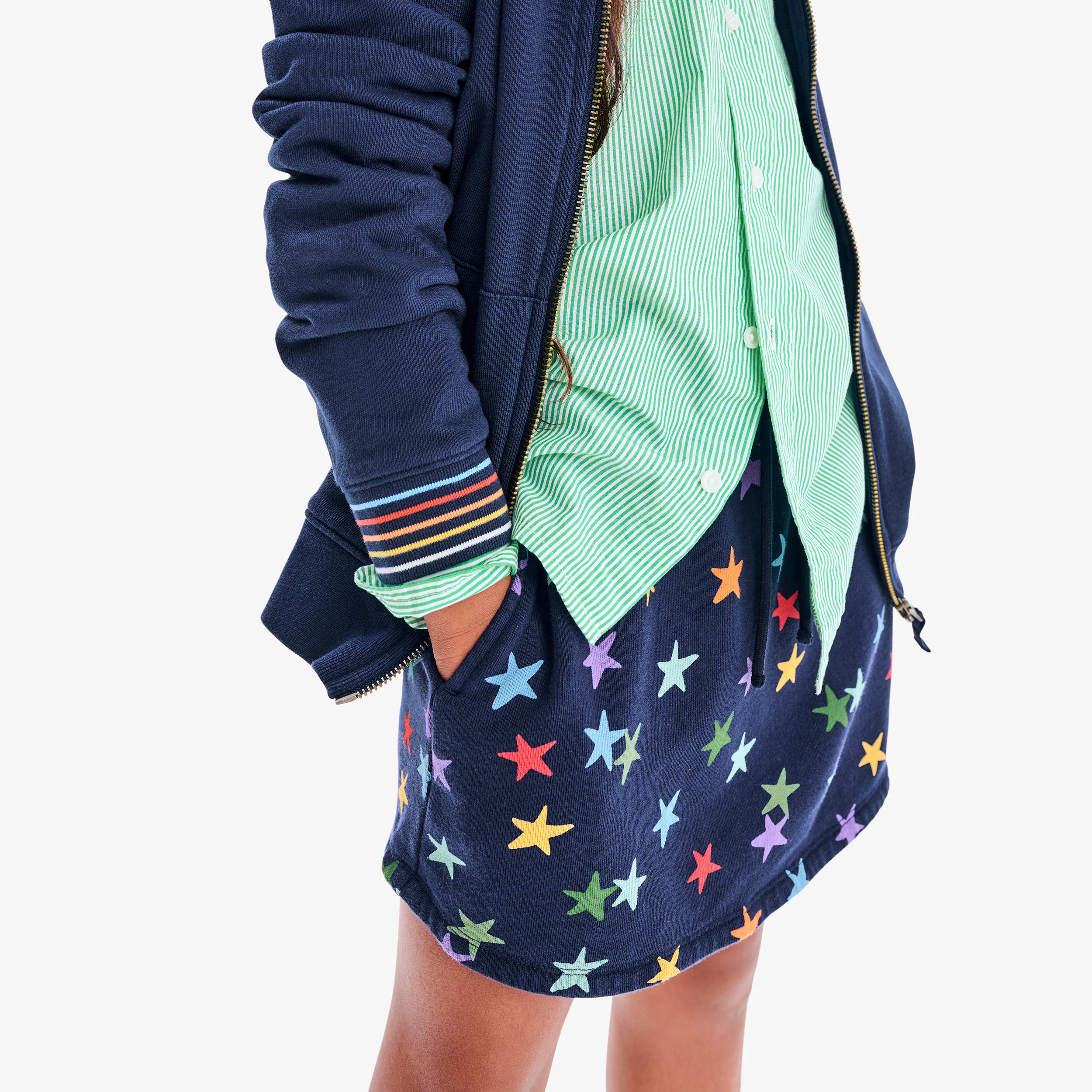 Kids drawstring pocket skort in confetti stars - Image 3
