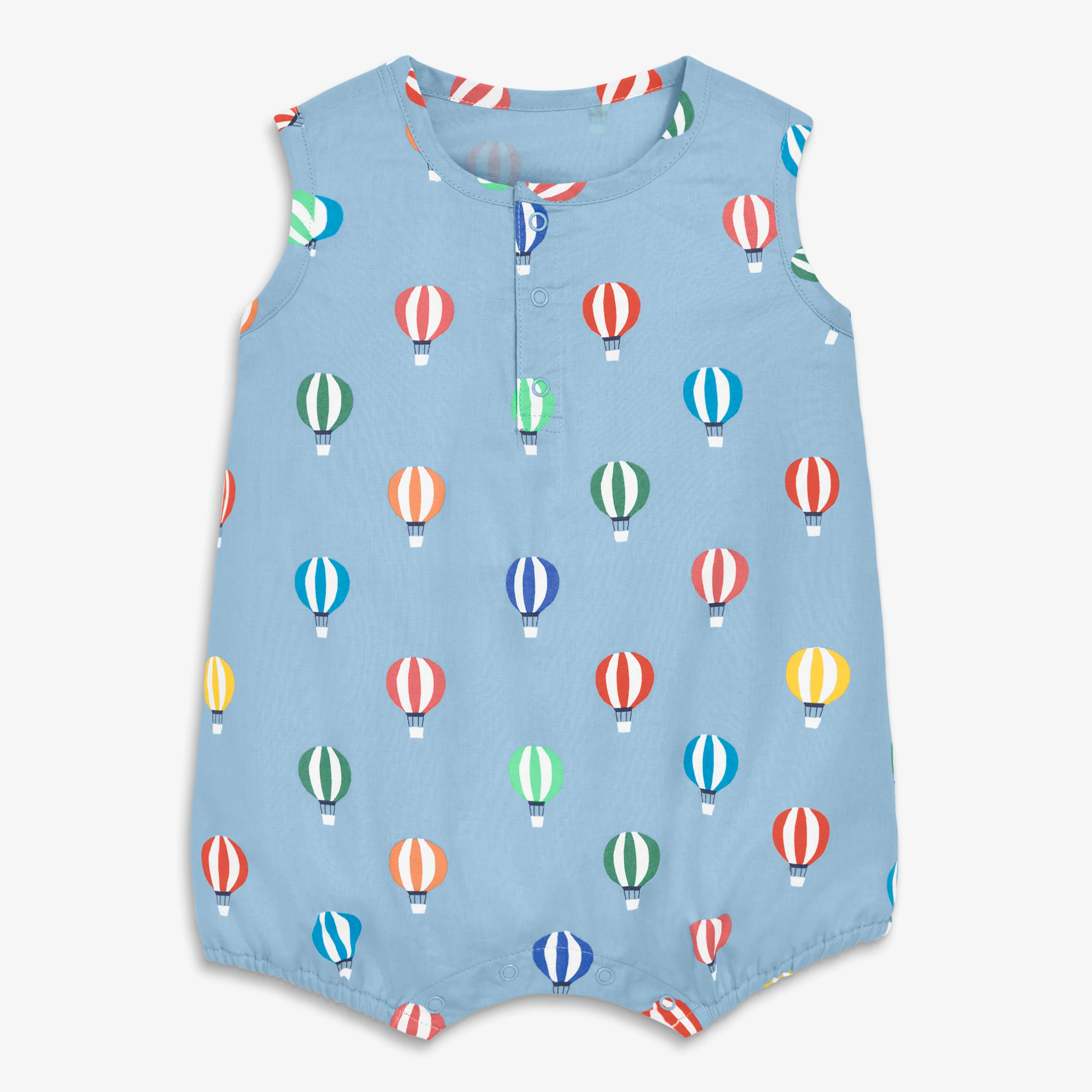 Baby henley bubble shortie in hot air balloons