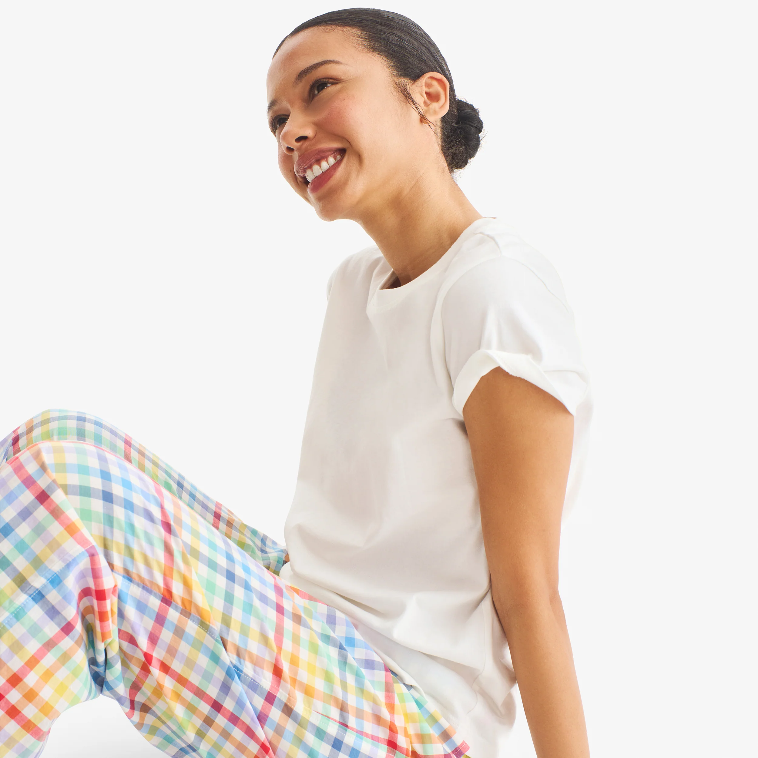 Adult PJ pant in rainbow plaid (unisex fit) - Image 4