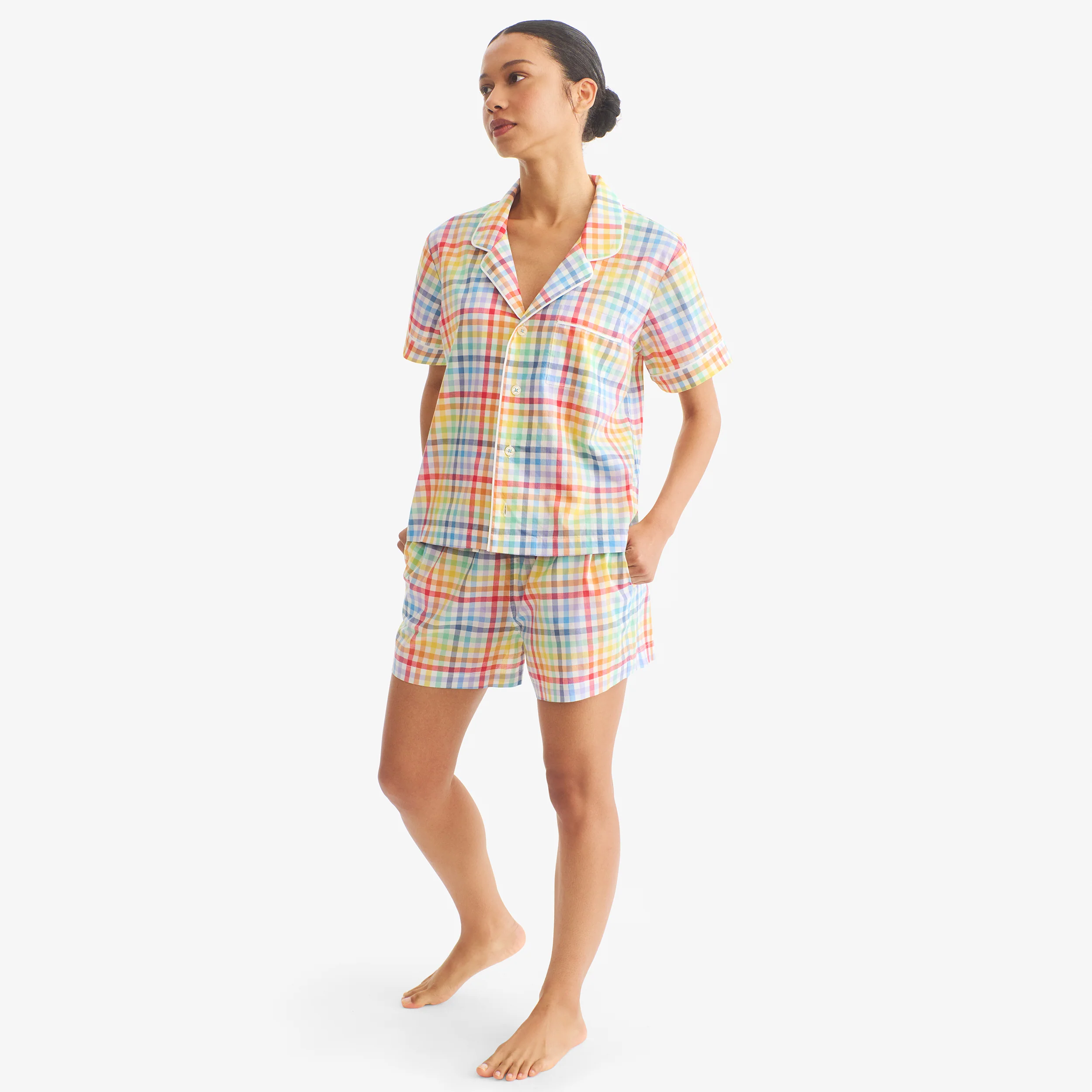 Adult PJ short in rainbow plaid (women’s fit)