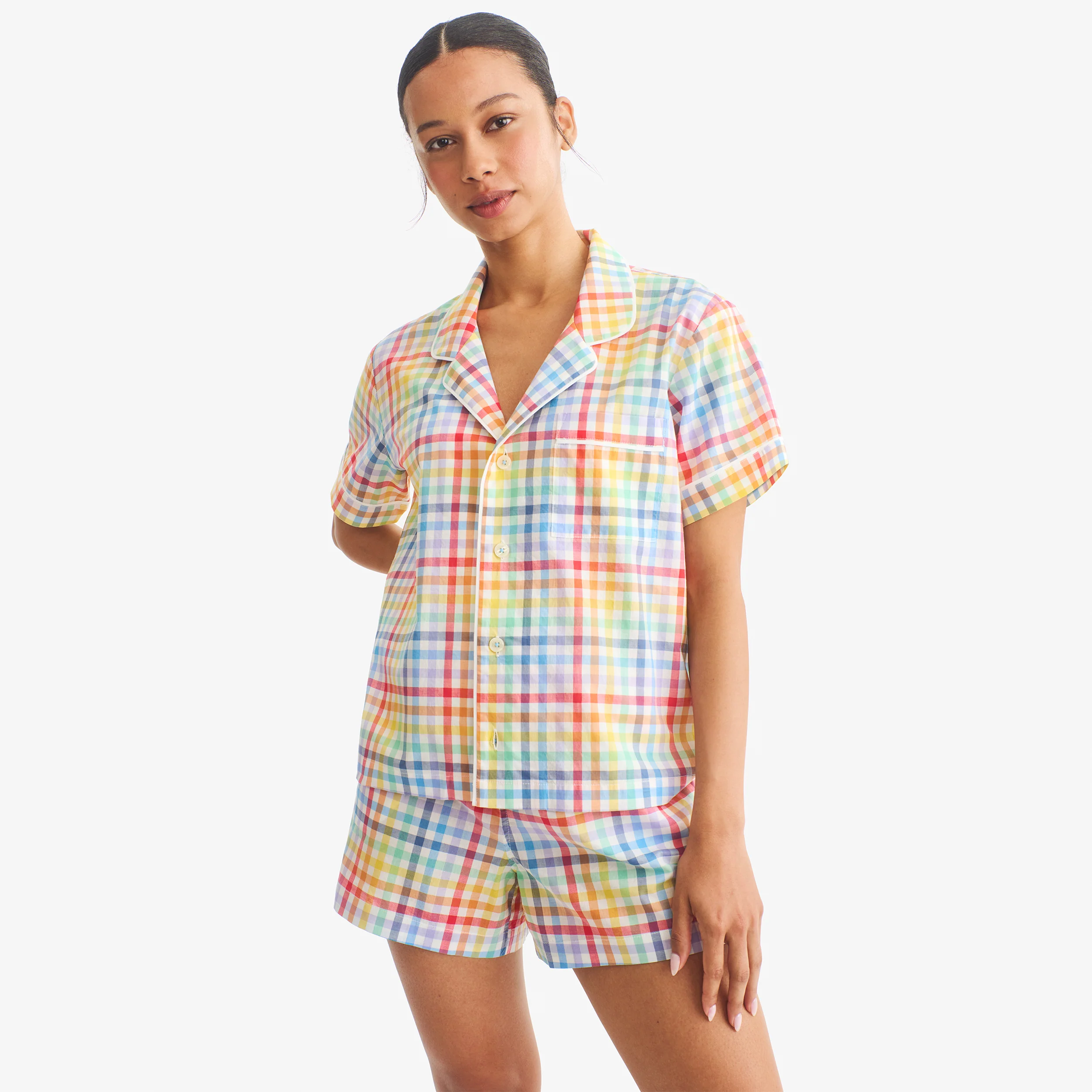 Adult PJ short in rainbow plaid (women’s fit) - Image 3