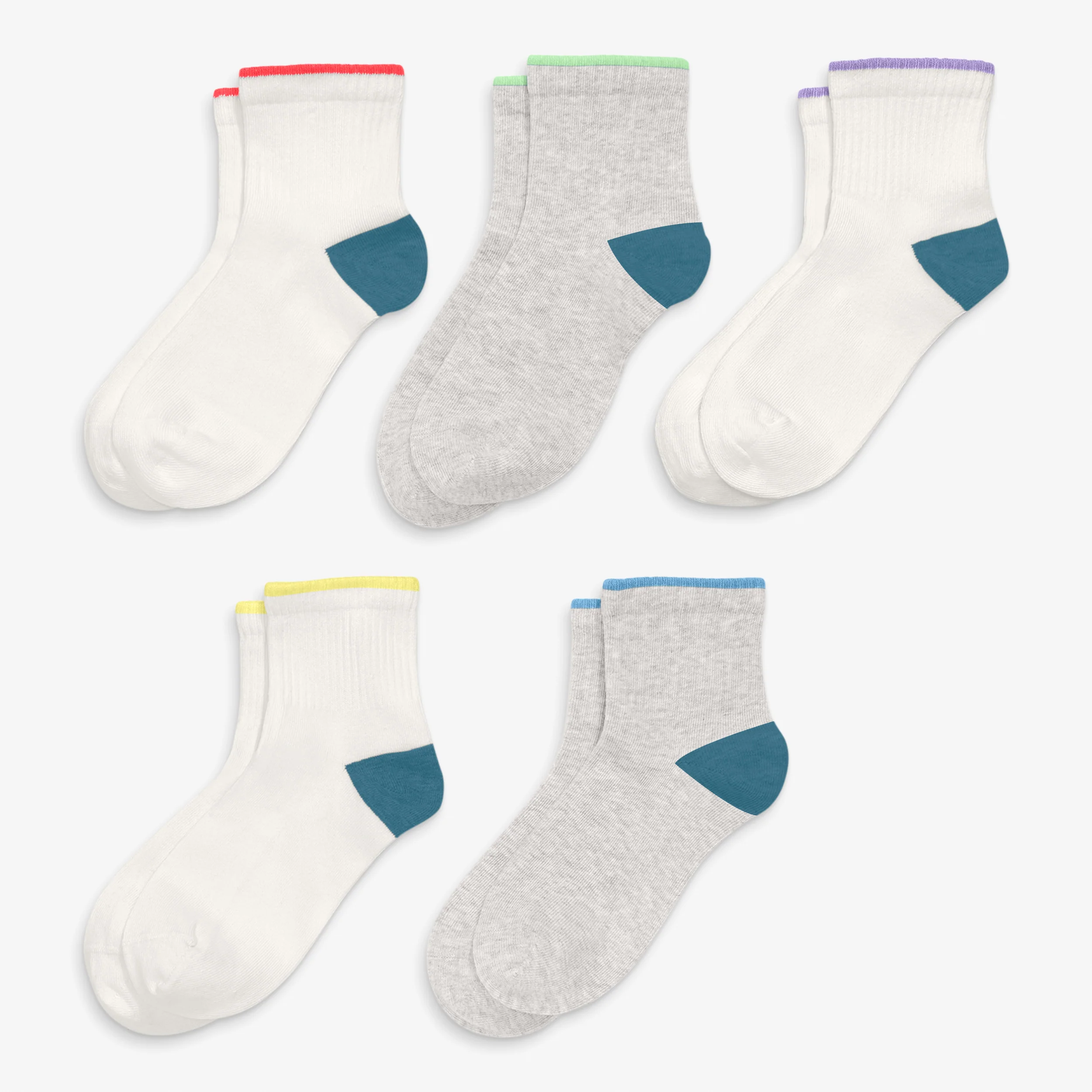 Kids rainbow quarter sock 5-pack - Image 2
