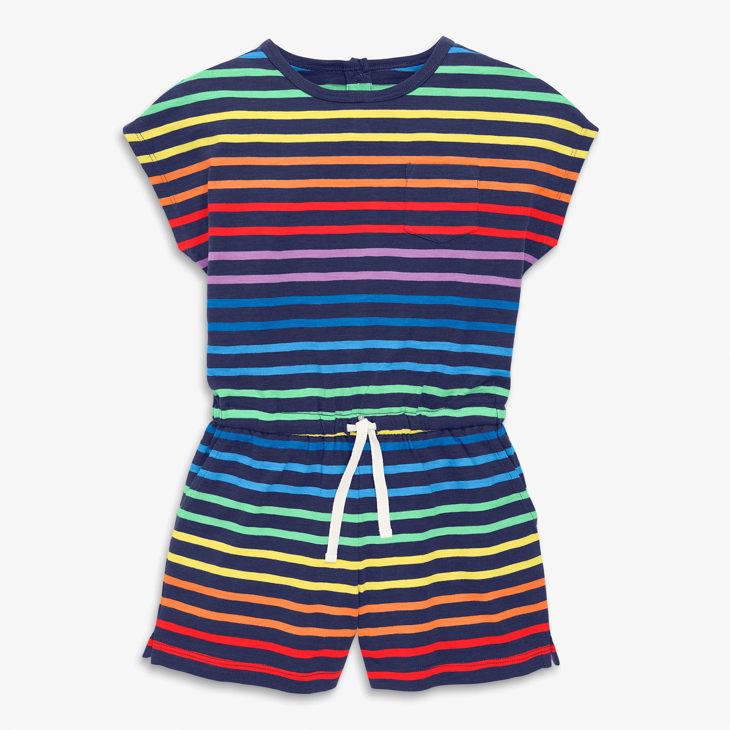 Clearance kids romper in double rainbow stripe