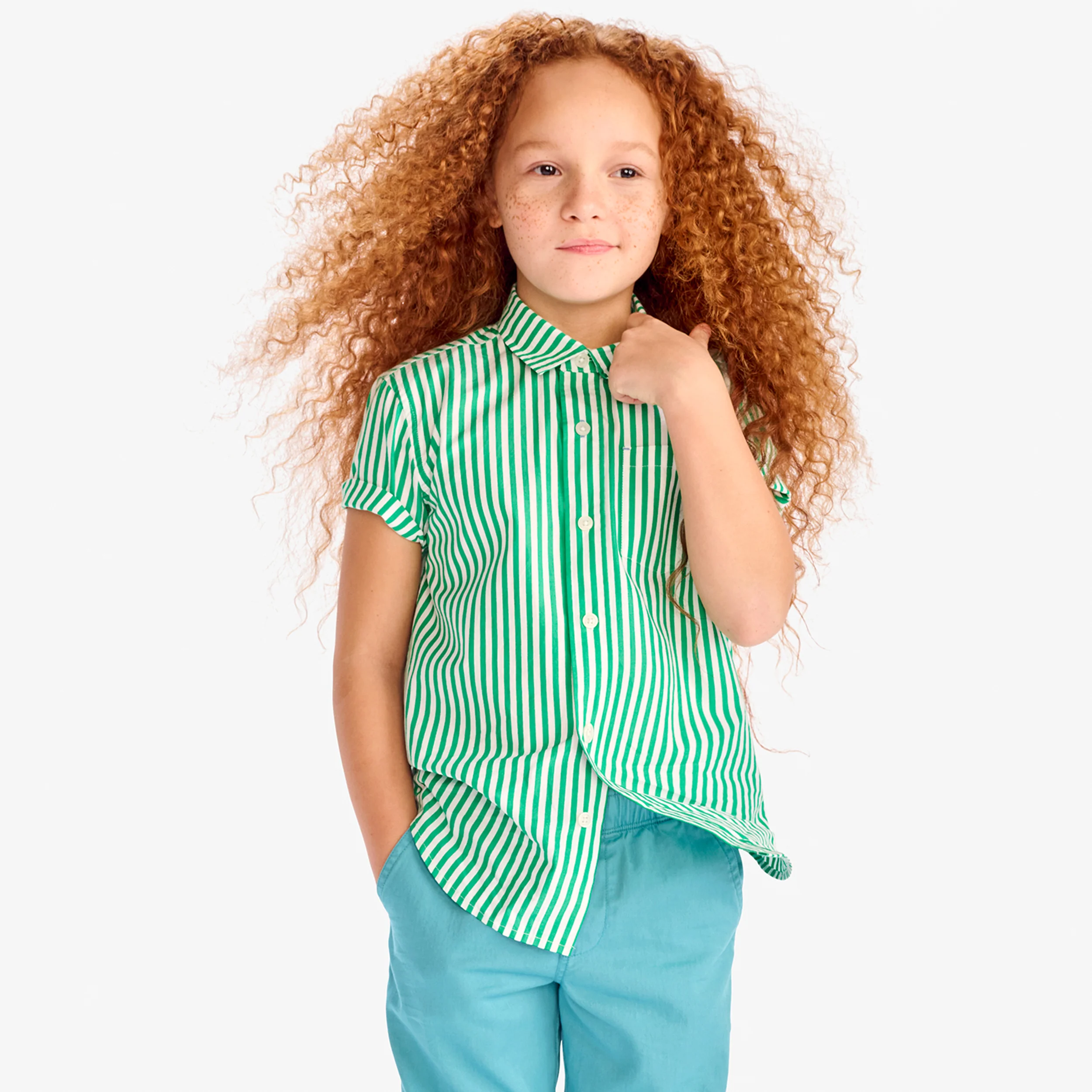 Clearance kids short sleeve button down in stripe - Image 3