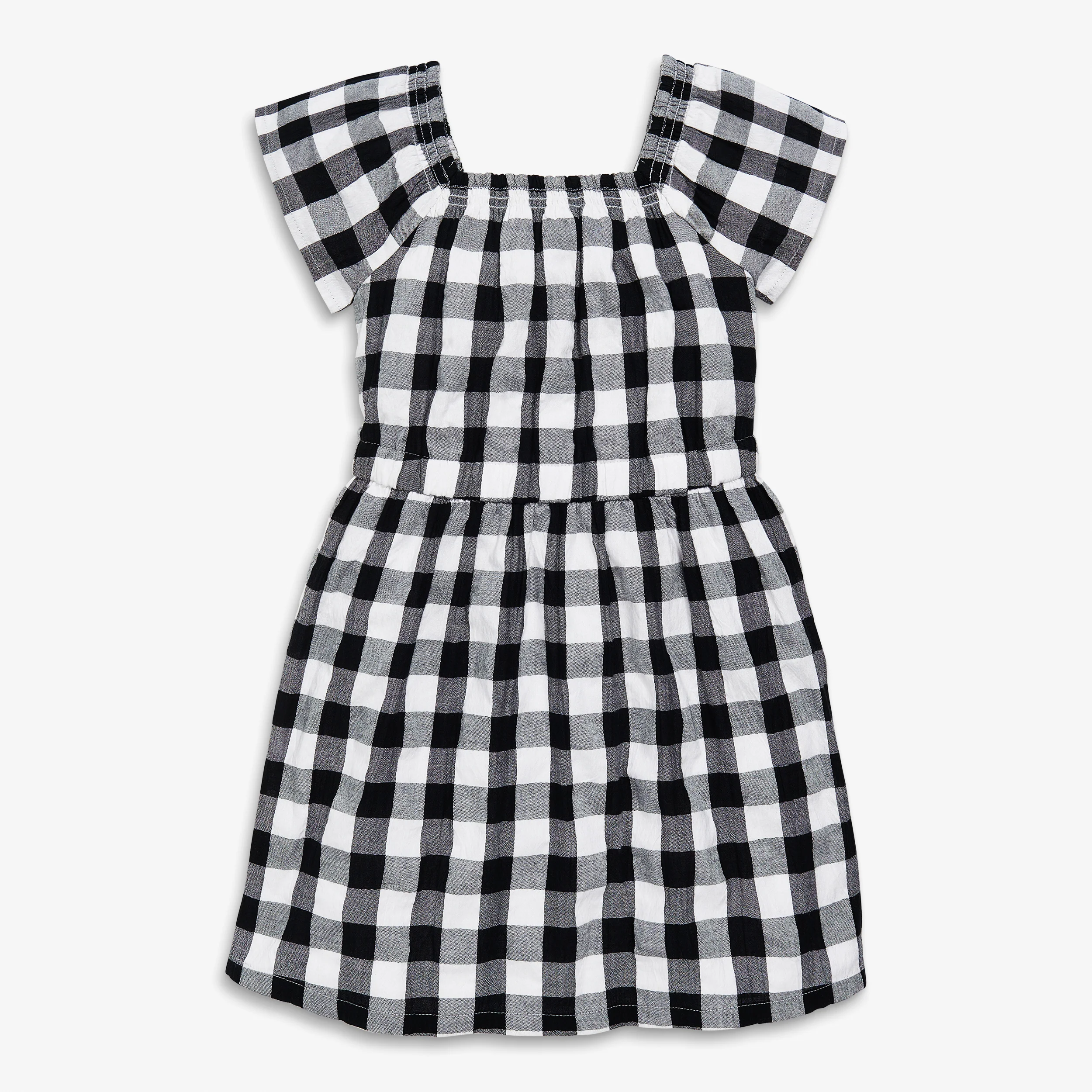 Clearance kids flutter sleeve dress in gingham