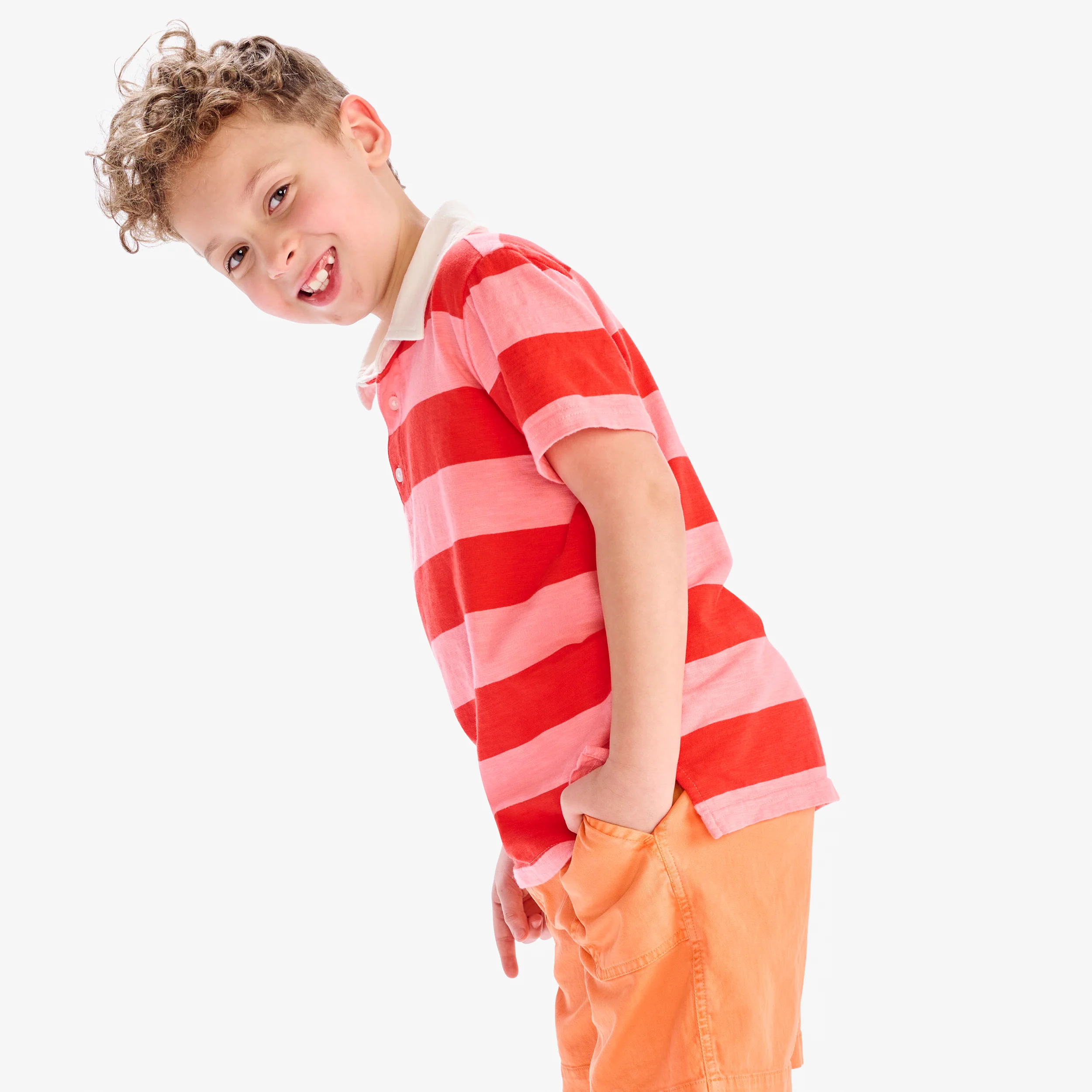 Clearance kids short sleeve polo in rugby stripe - Image 6