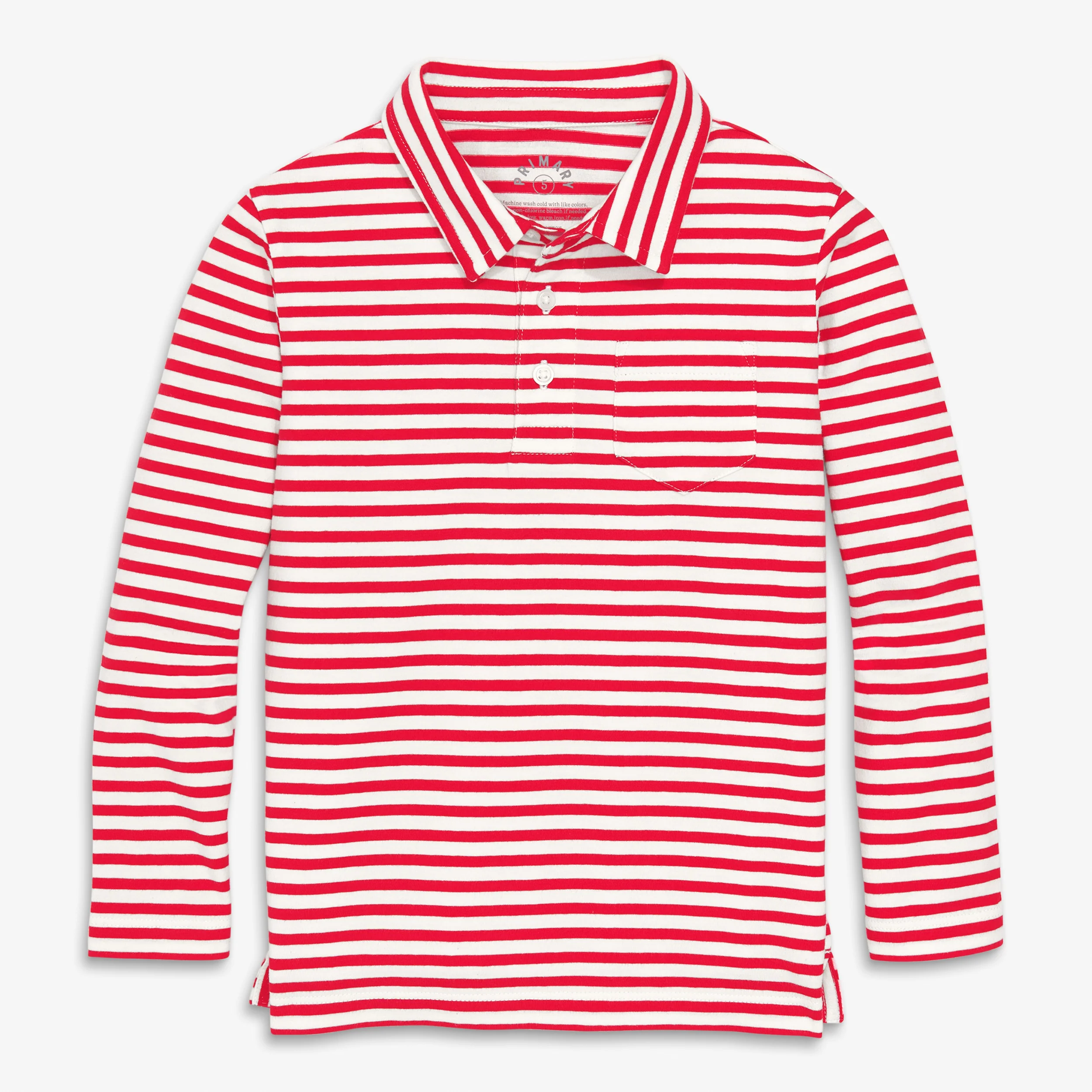 Kids long sleeve polo in stripe - Image 2