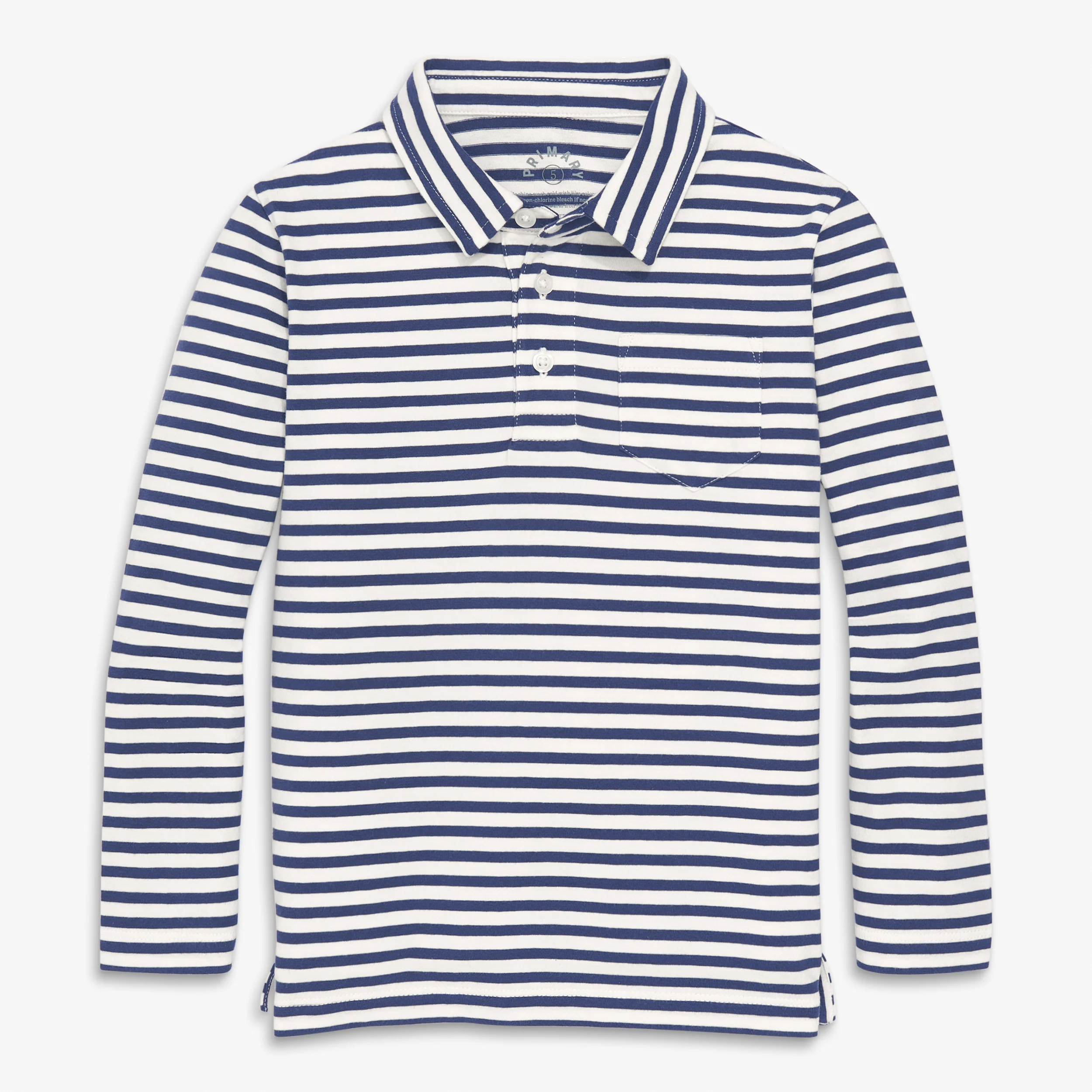 Kids long sleeve polo in stripe - Image 3