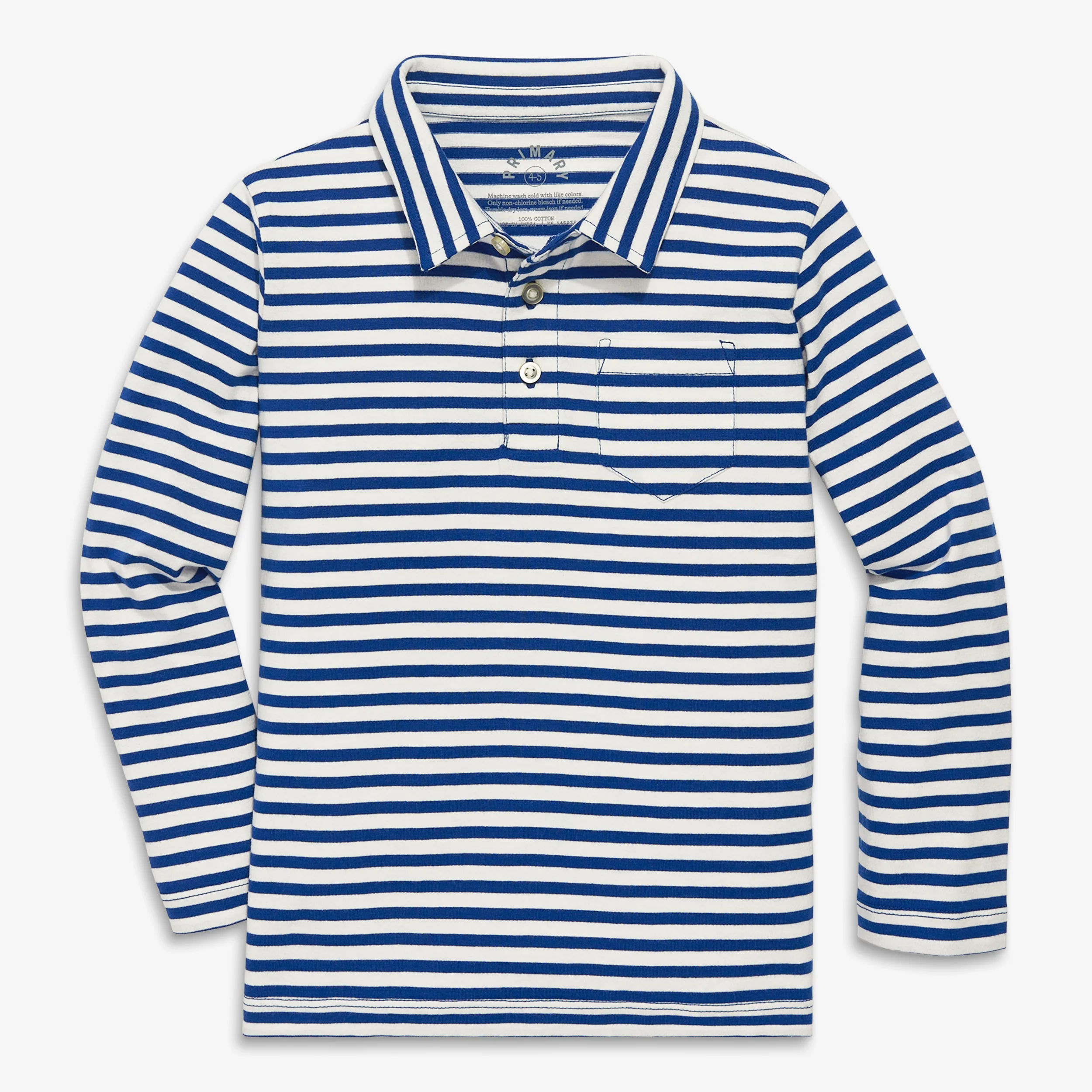 Kids long sleeve polo in stripe - Image 4
