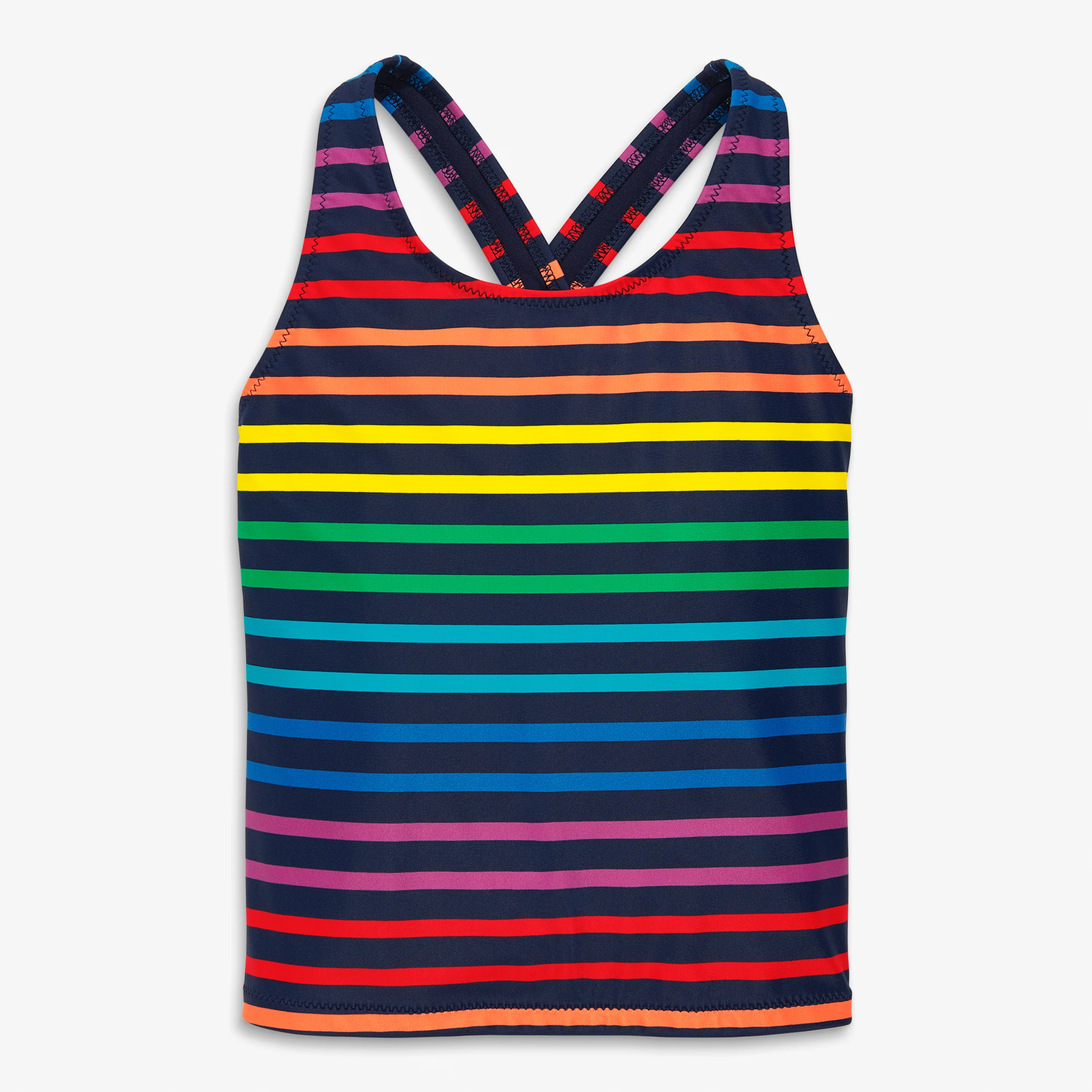 Clearance kids swim top in double rainbow stripe