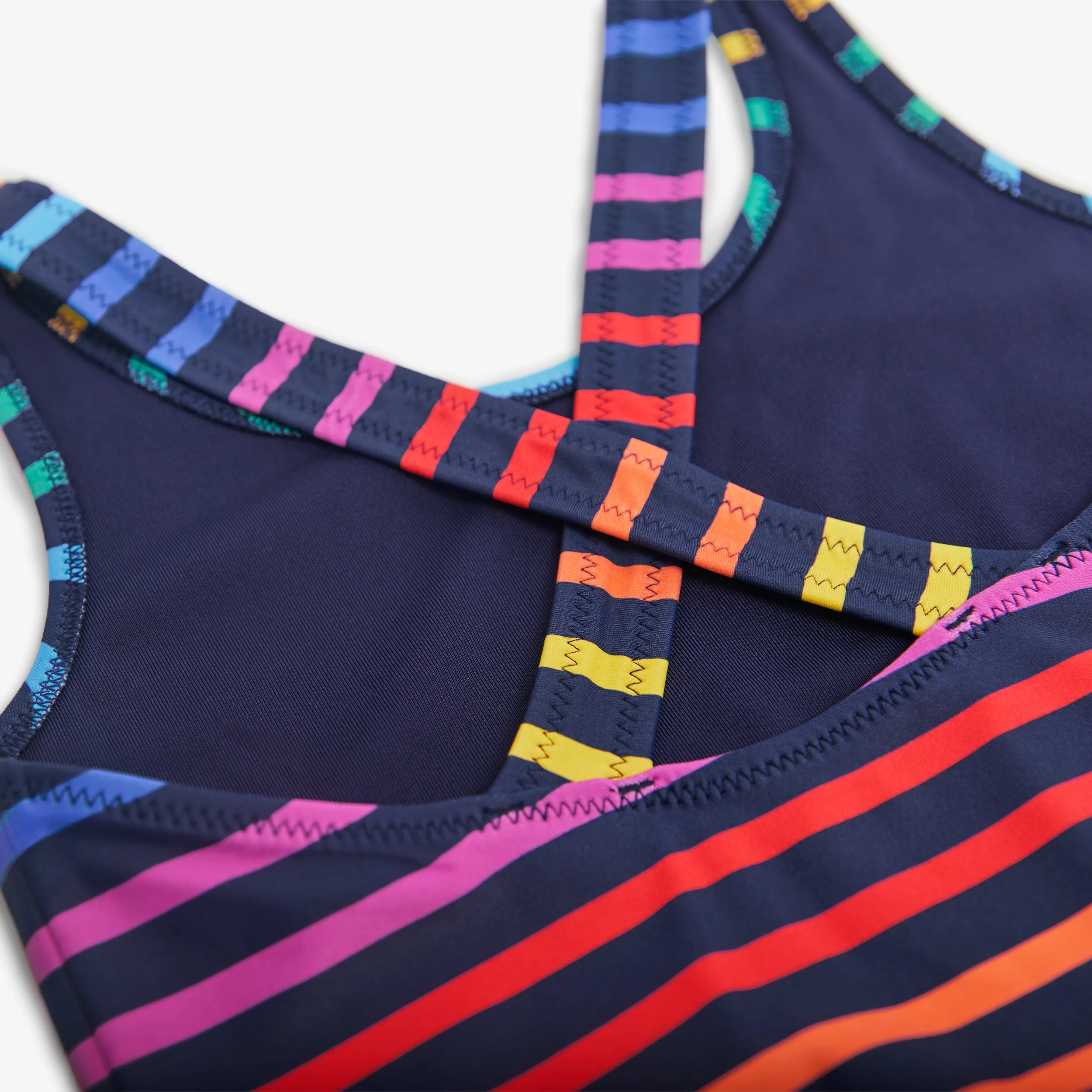 Clearance kids swim top in double rainbow stripe - Image 2