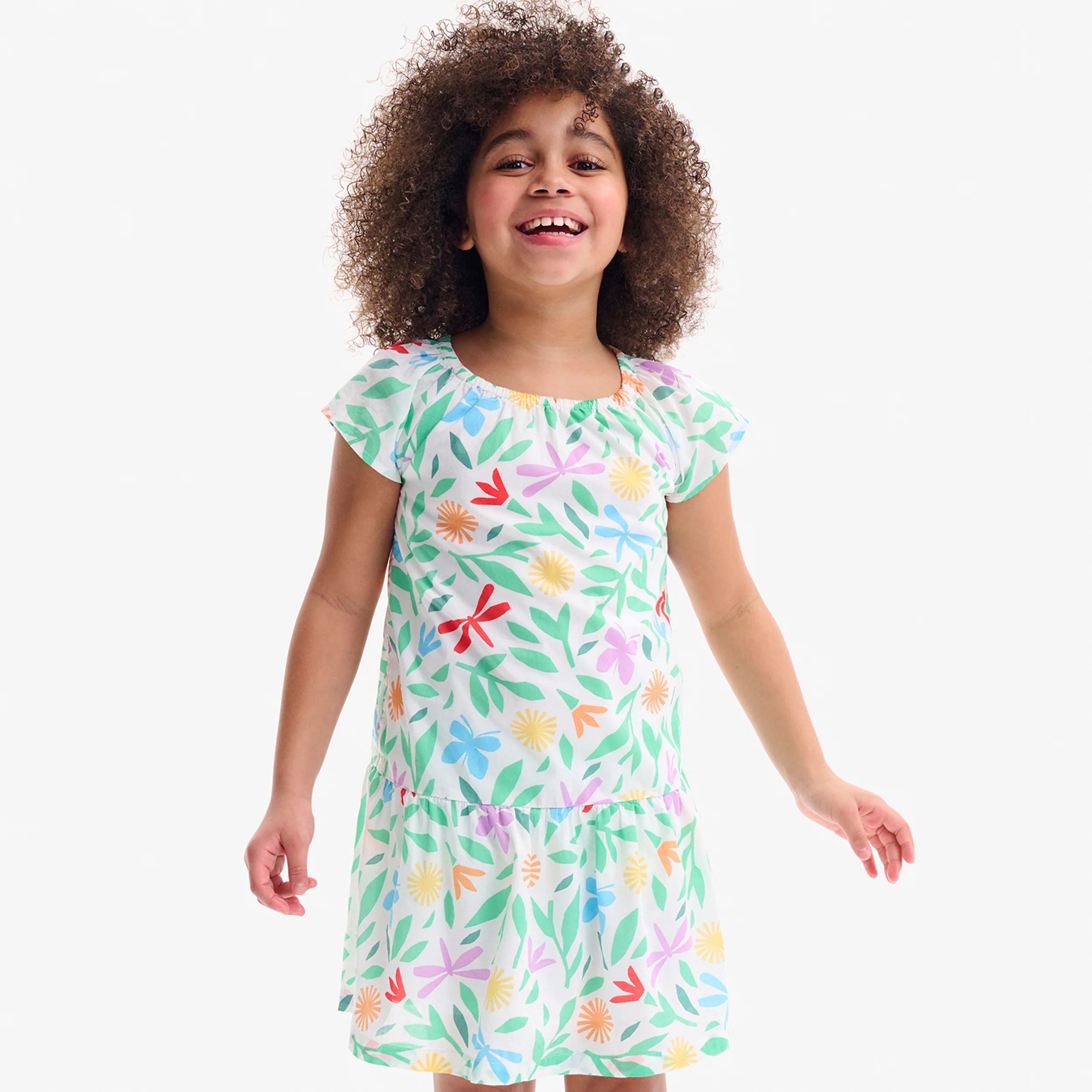 Clearance kids swing dress in bright backyard