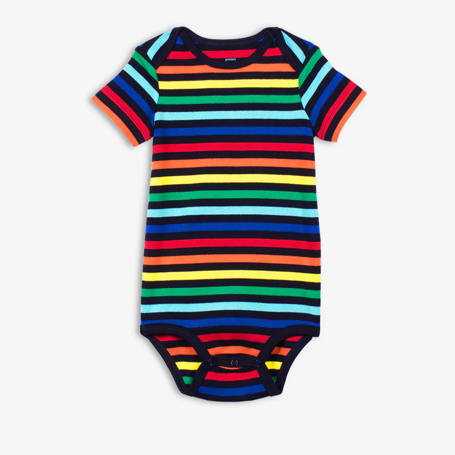 Clearance short sleeve babysuit in rainbow stripe - Image 2