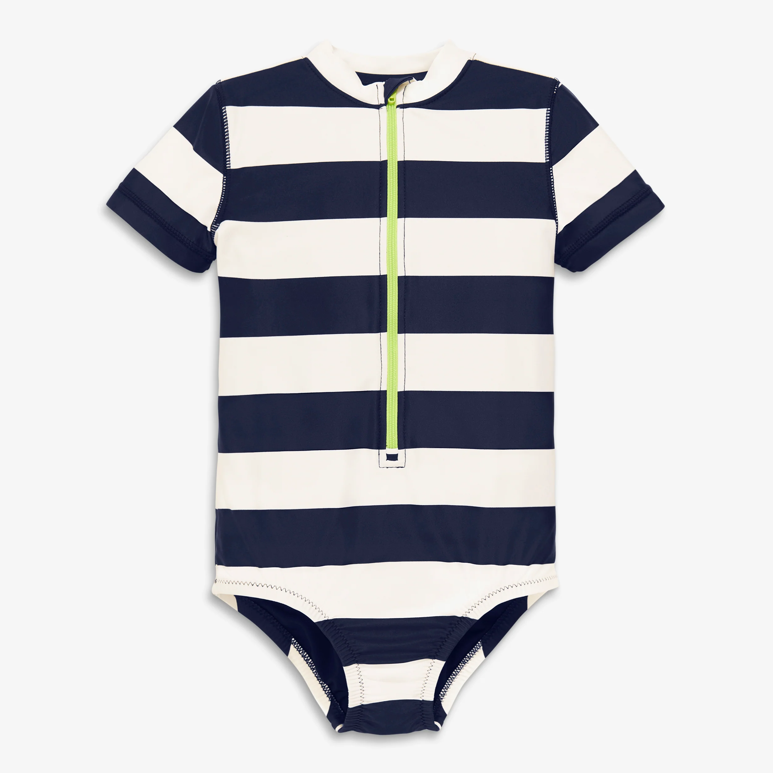 Clearance kids short sleeve one-piece rash guard in rugby stripe