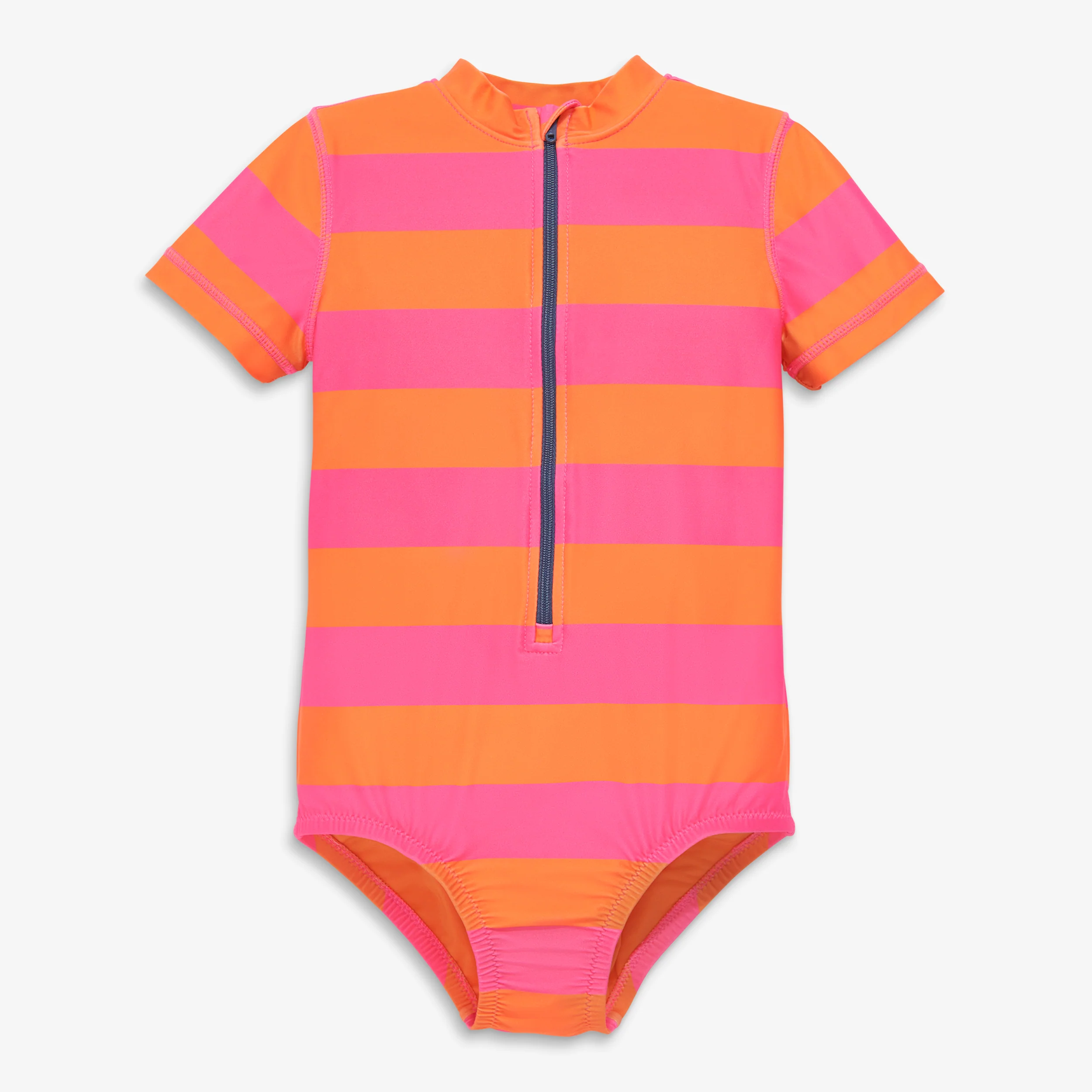 Clearance kids short sleeve one-piece rash guard in rugby stripe - Image 2