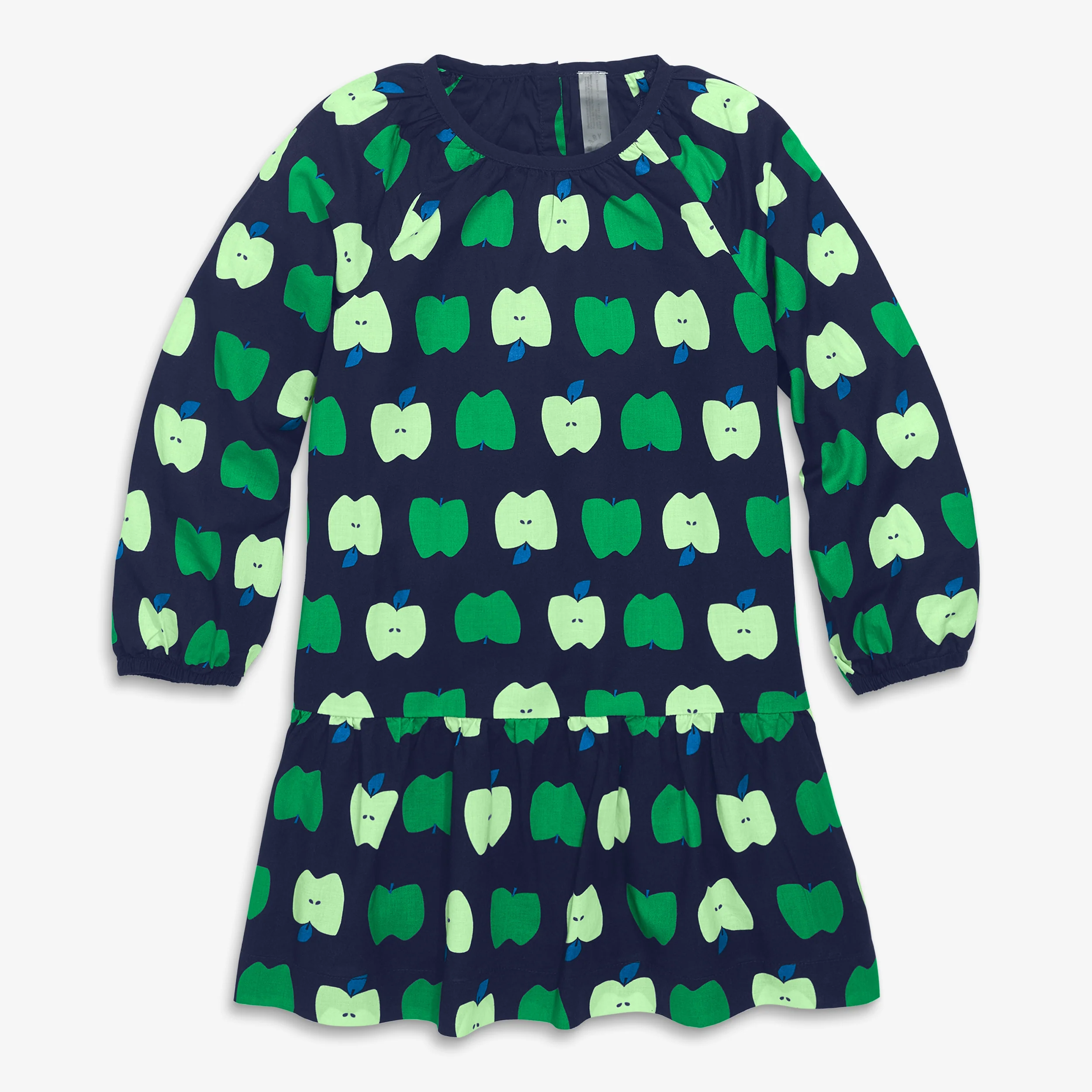 Clearance kids long sleeve swing dress in apple orchard