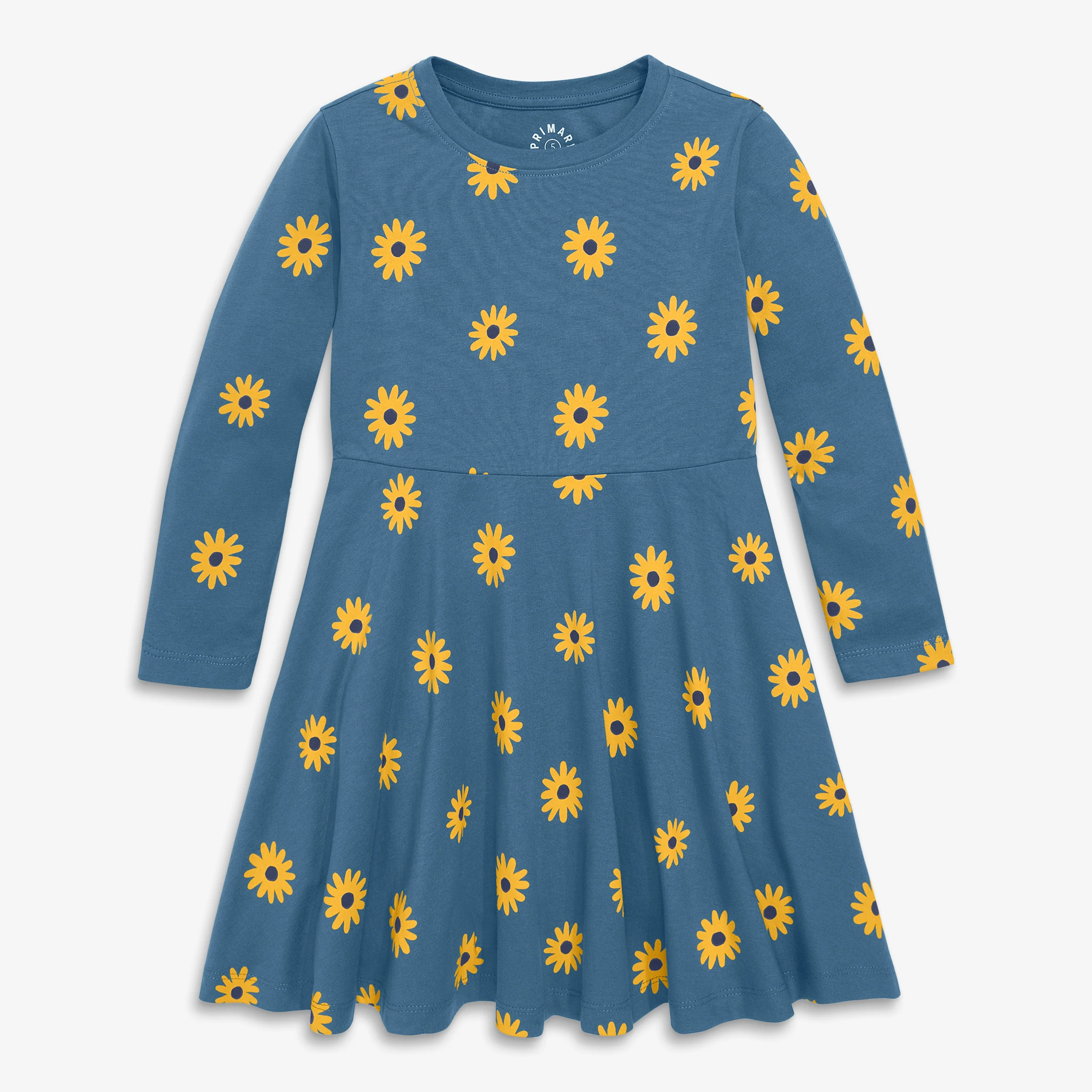 Clearance kids long sleeve twirly dress in sunflowers - Image 2